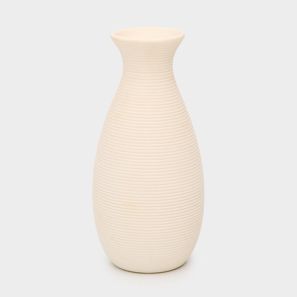 VASO CERÂMICA BRANCA LISTRA HORIZONTAL PESCOÇO