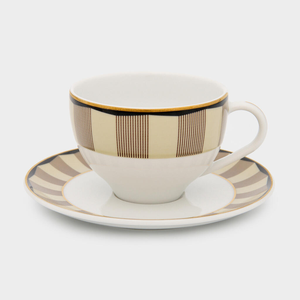 XÍCARA CHÁ BORDA CAMURÇA LINHA MARROM FINA