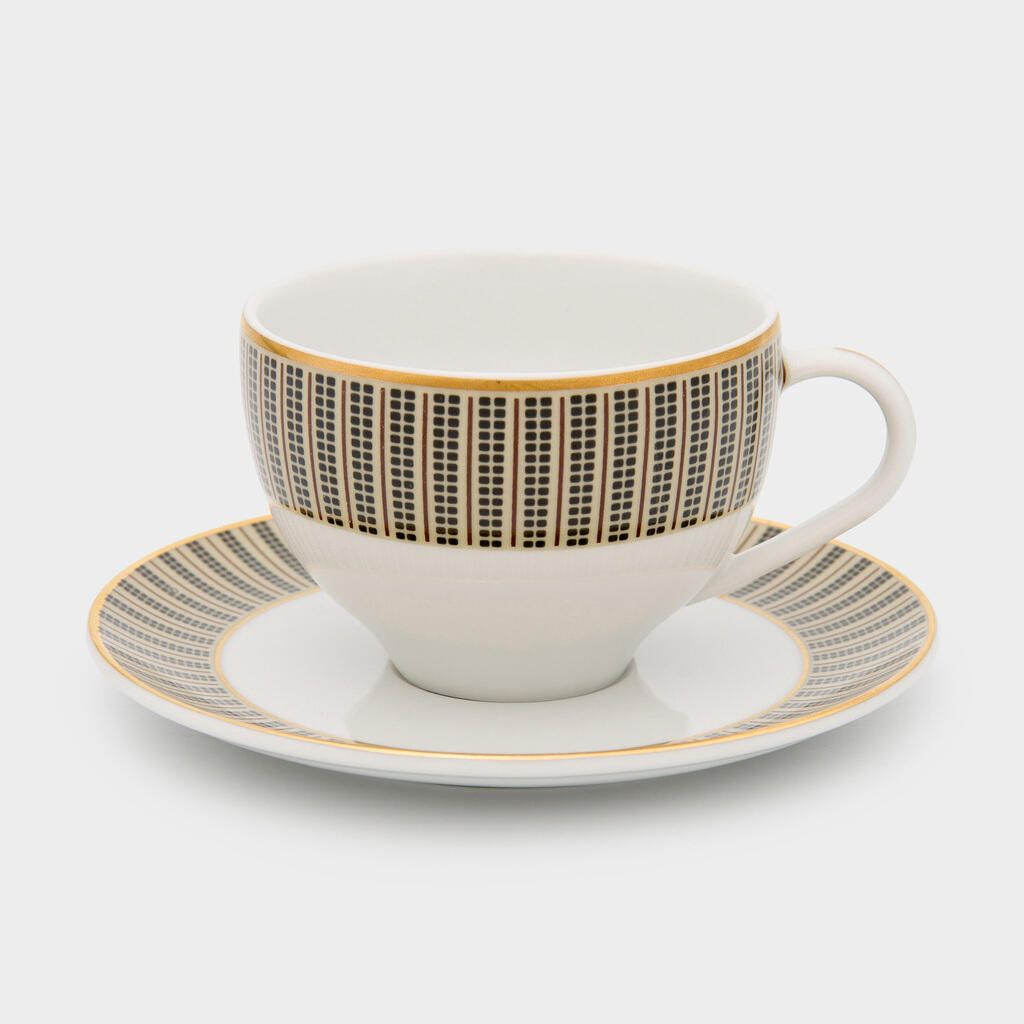 XÍCARA CHÁ BORDA CAMURÇA PONTO E LINHA