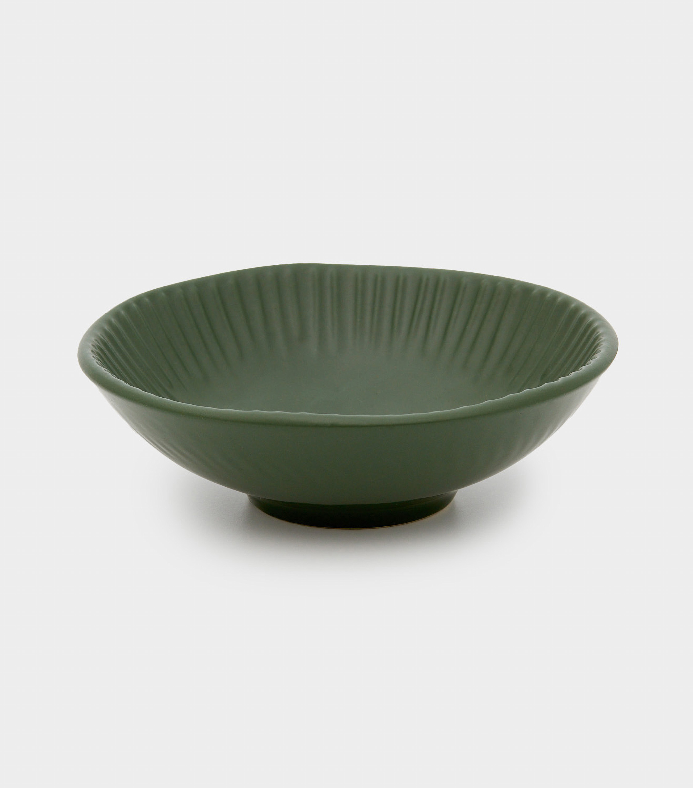 TIGELA CERÂMICA VERDE OLIVA FOSCO LINHAS
