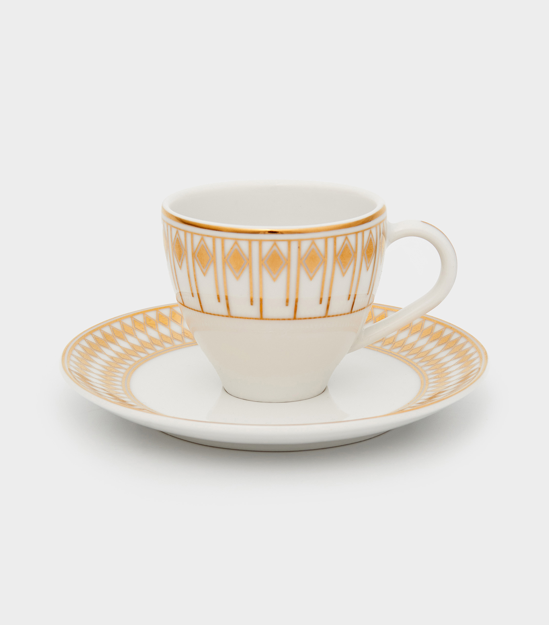 XICARA CAFÉ BRANCA LOSANGO FECHADO OURO