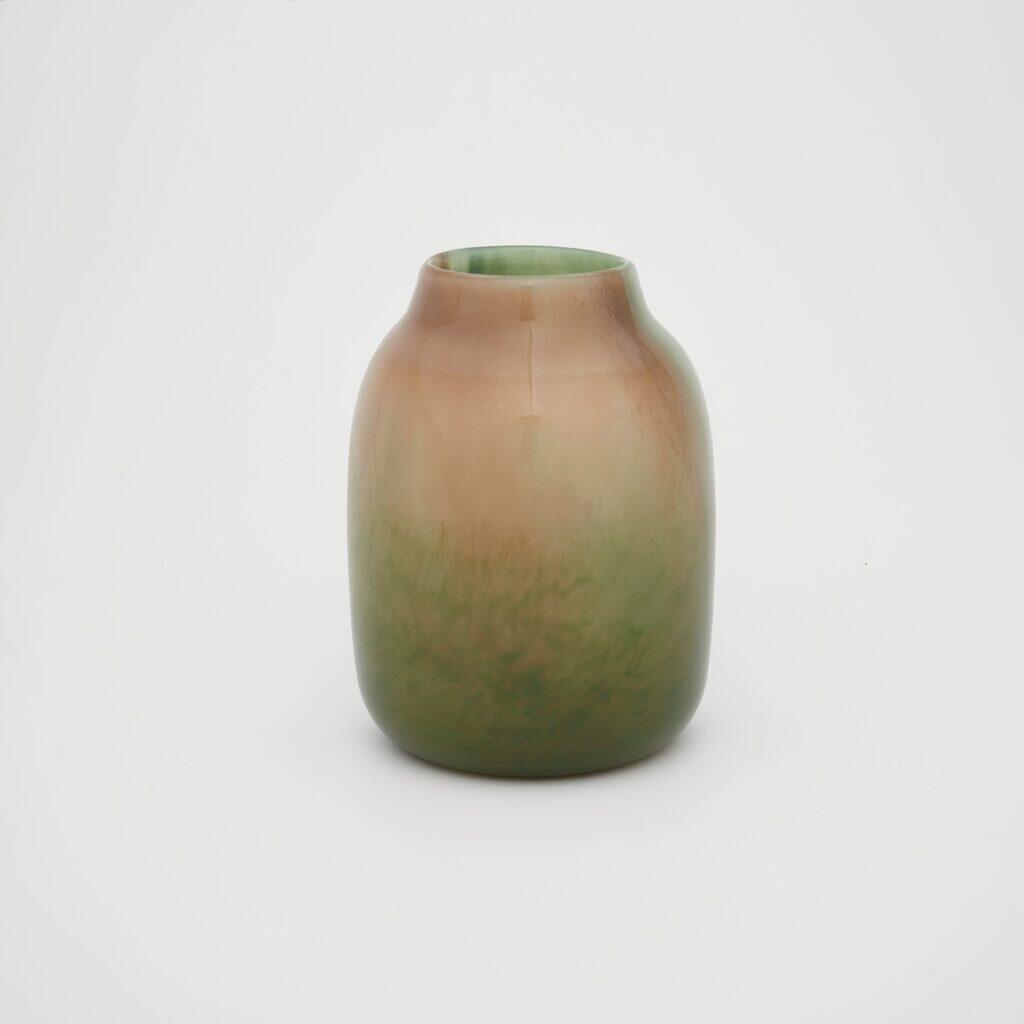 VASO VIDRO VERDE MARROM M