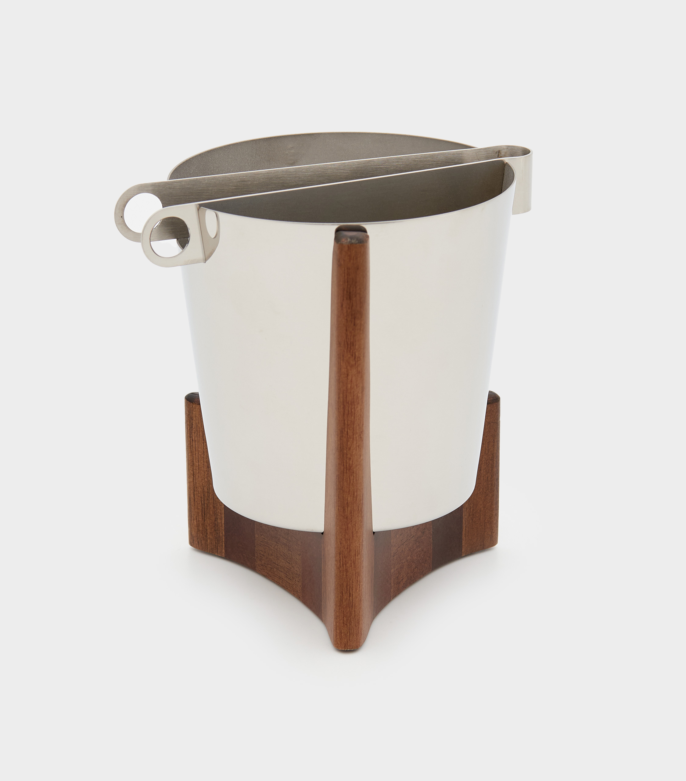 BALDE GELO INOX BASE MADEIRA JACARANDÁ PINÇA