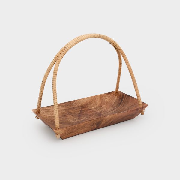 CESTA RETANGULAR MADEIRA ALÇA FIBRA