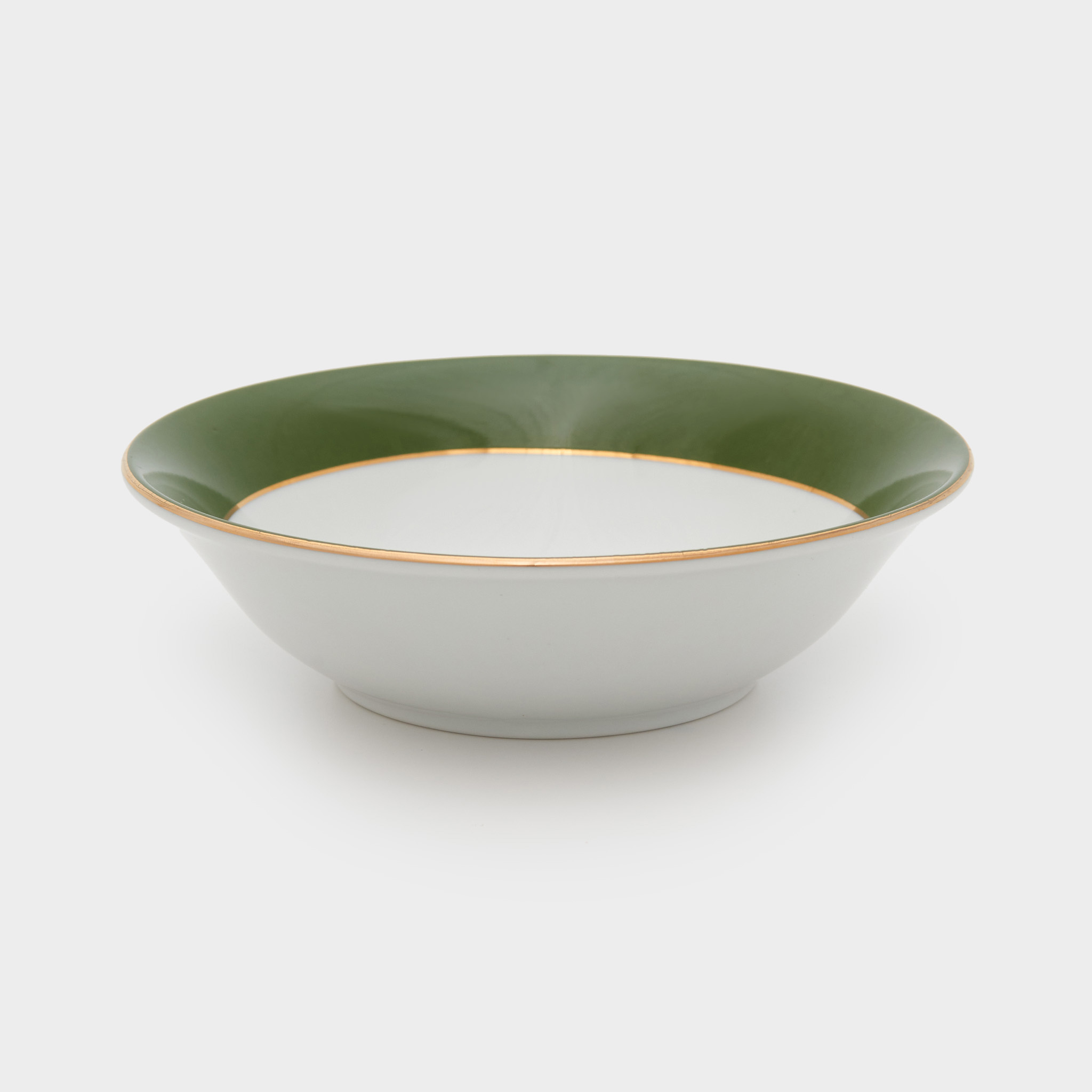 TIGELA VERDE ESCURO FILETE OURO