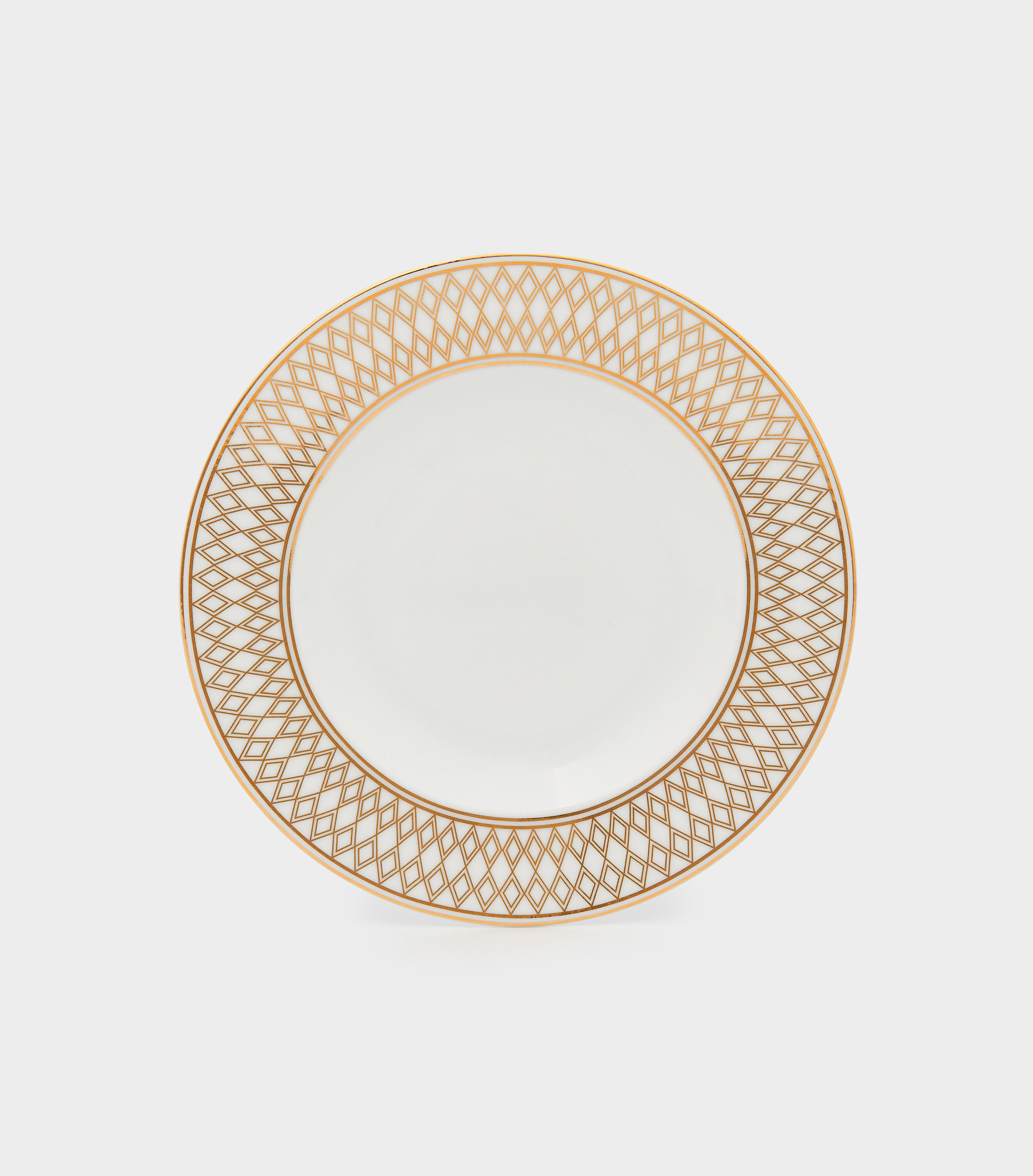 PRATO PÃO BRANCO LOSANGO ABERTO OURO