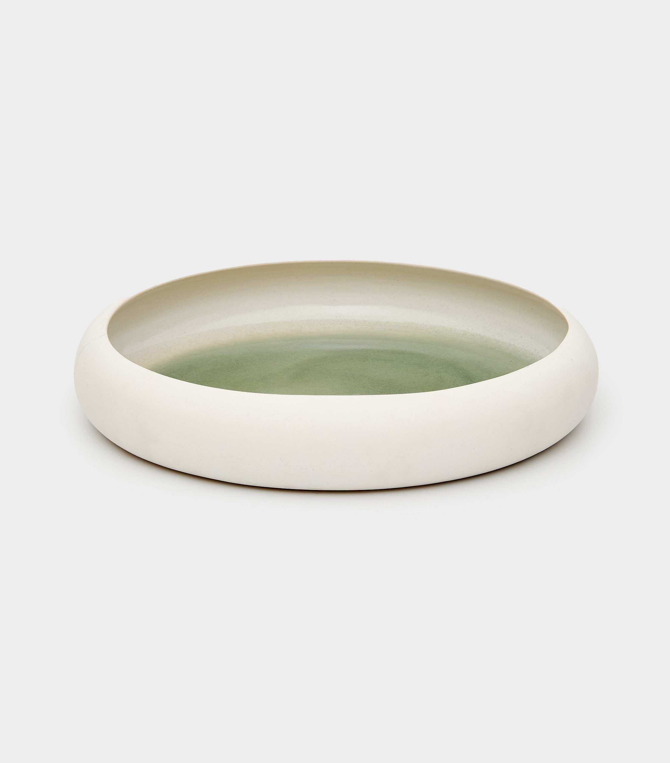 BOWL CERÂMICA BRANCO FOSCO FUNDO CELADON