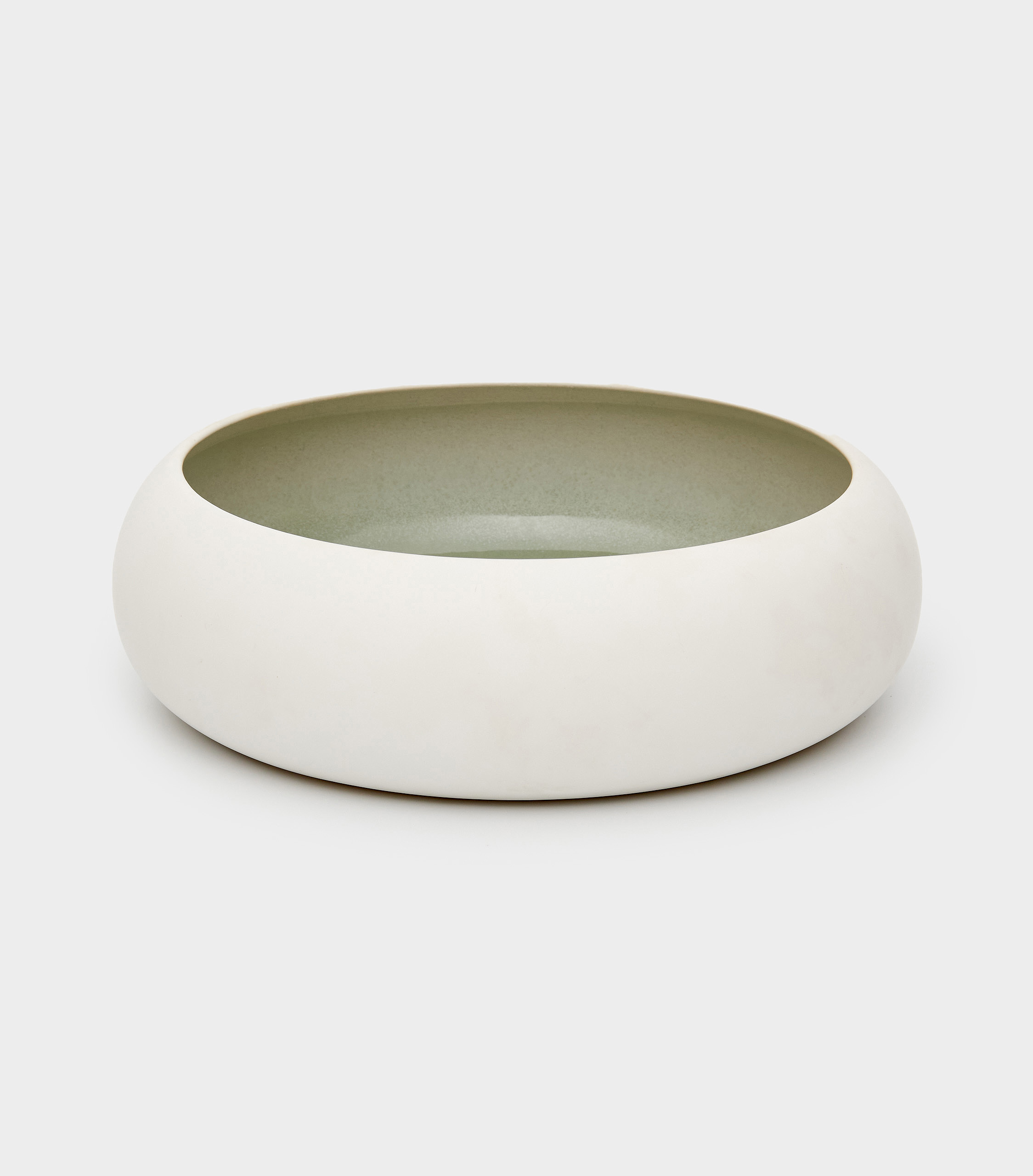 BOWL CERÂMICA BRANCO FOSCO FUNDO CELADON
