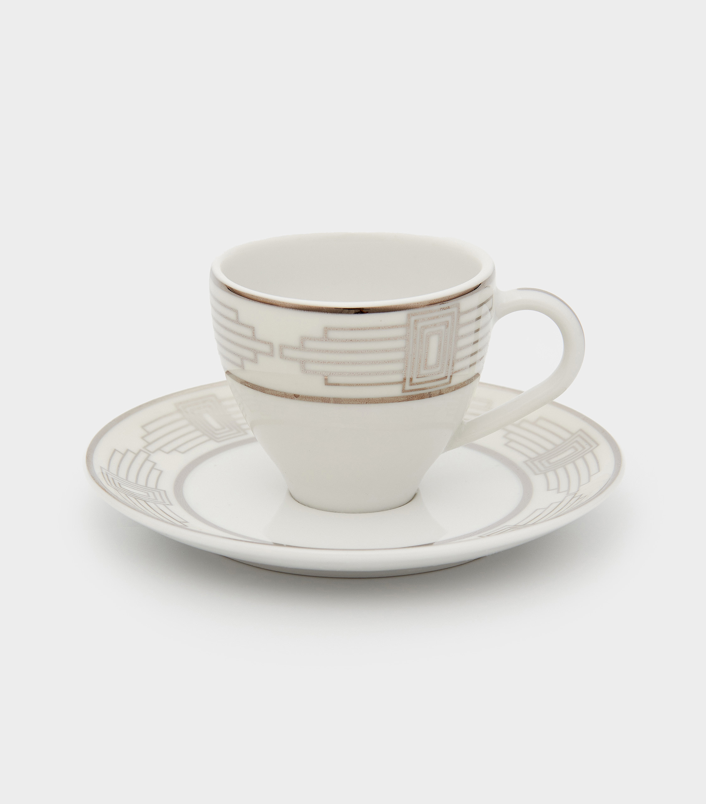 XICARA CAFÉ BRANCA KOSHER PLATINA ART DECO (LEITE)