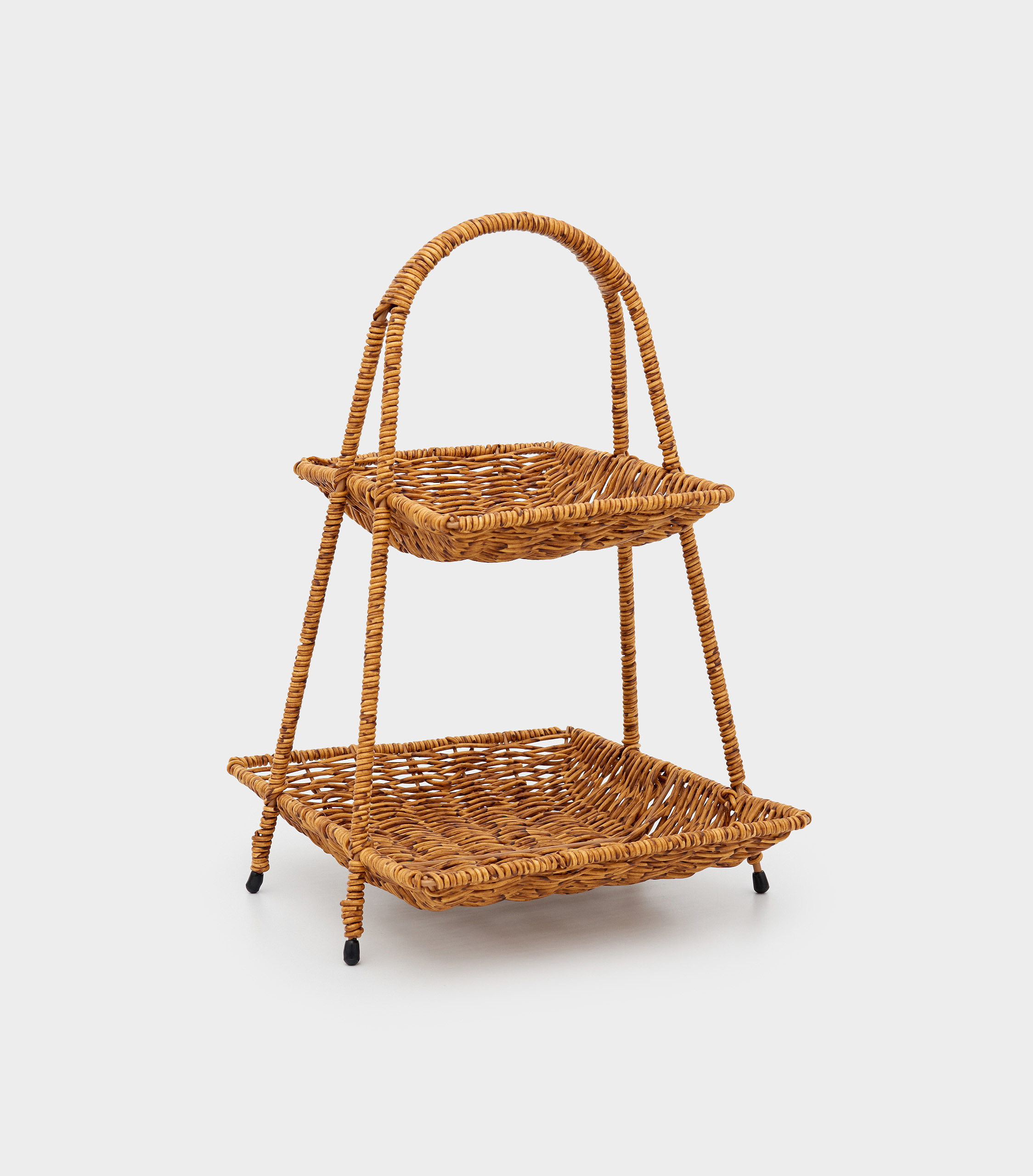 BOLEIRA RETANGULAR RATTAN DOIS ANDARES