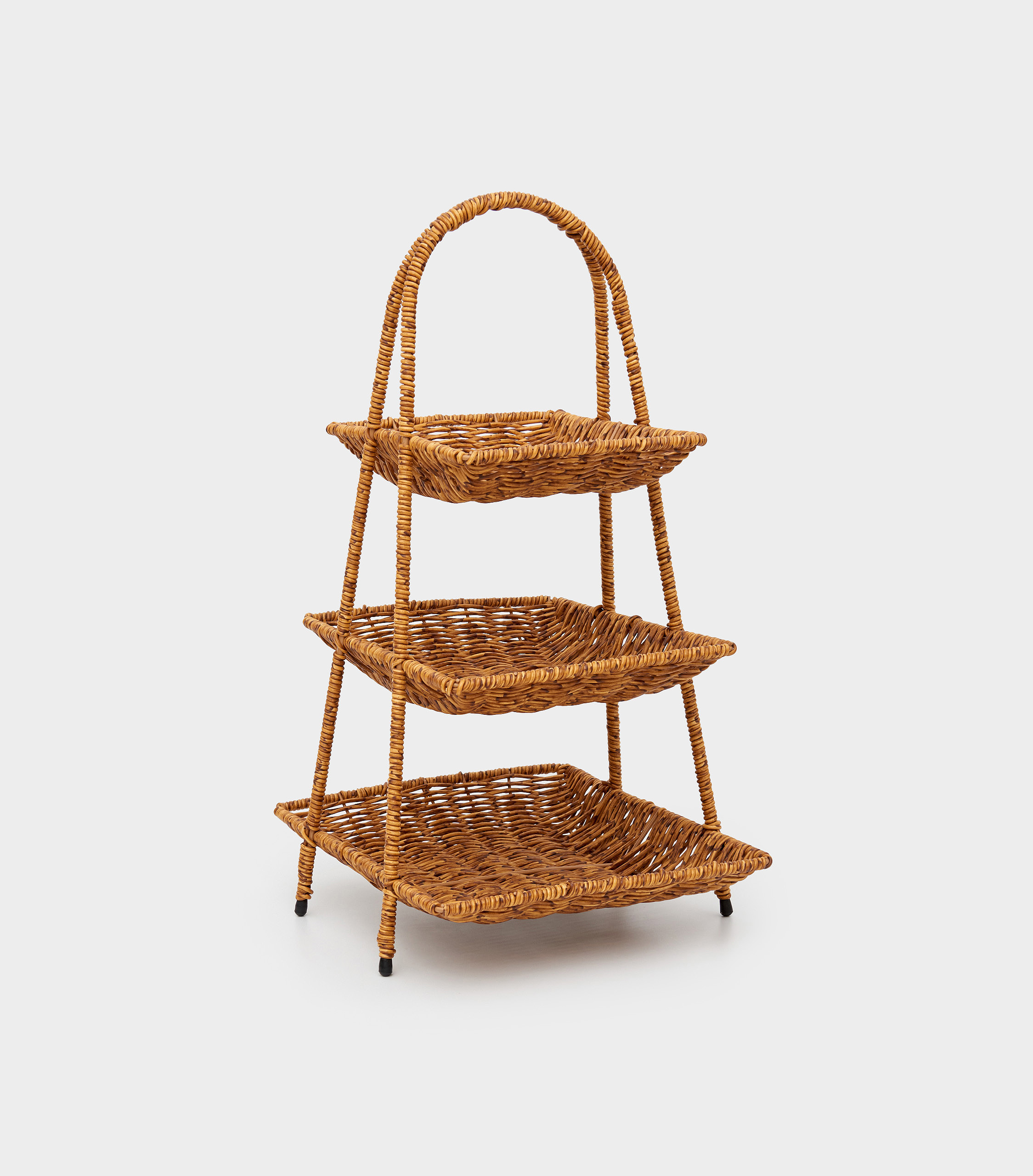 BOLEIRA RETANGULAR RATTAN TRÊS ANDARES