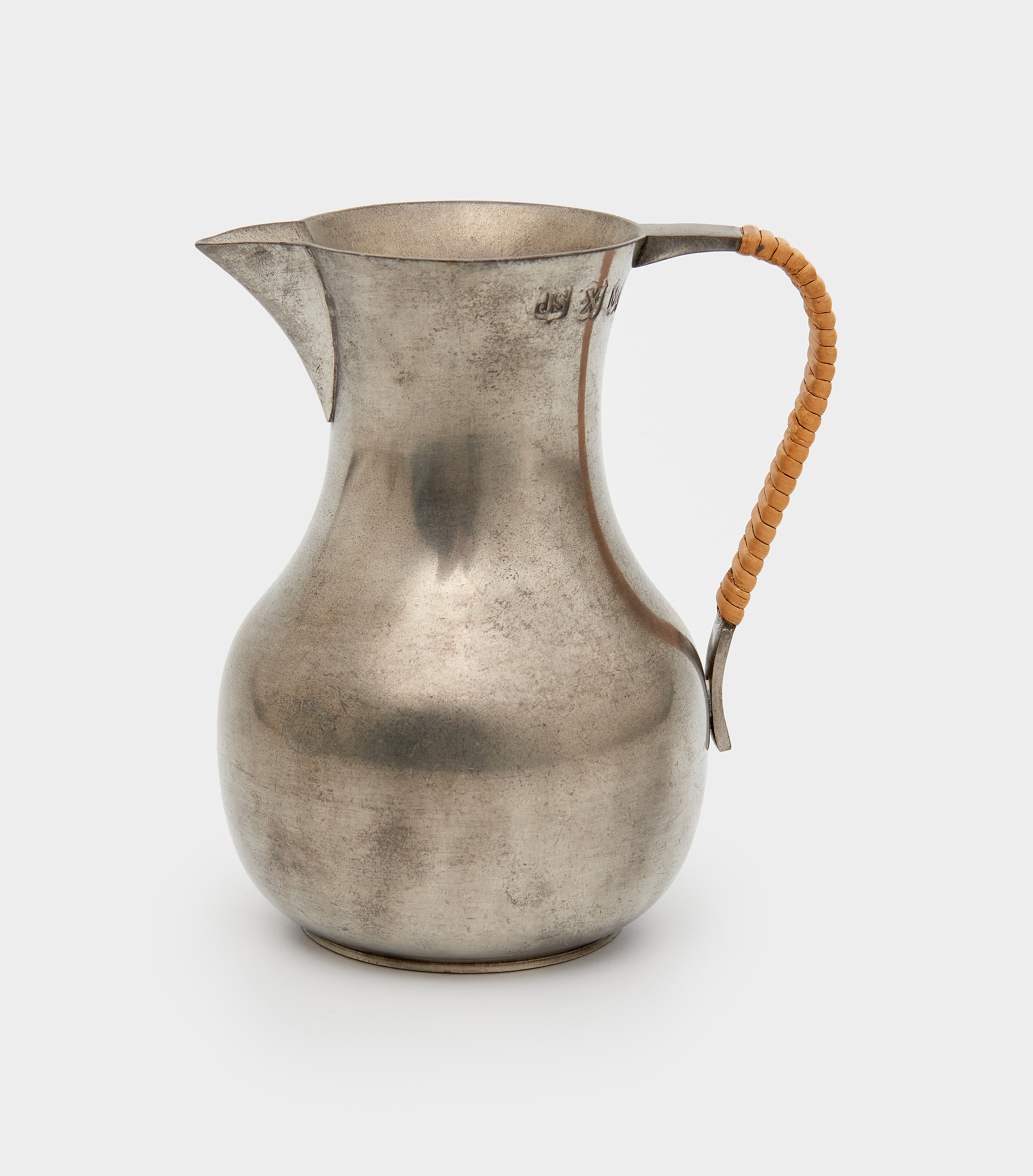 LEITEIRA ESTANHO COM ALÇA DE VIME