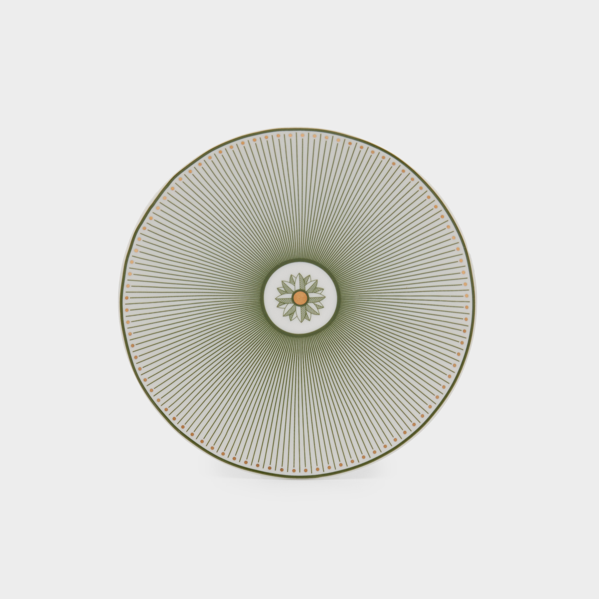 PRATO PÃO RAIADO VERDE FILETE OURO