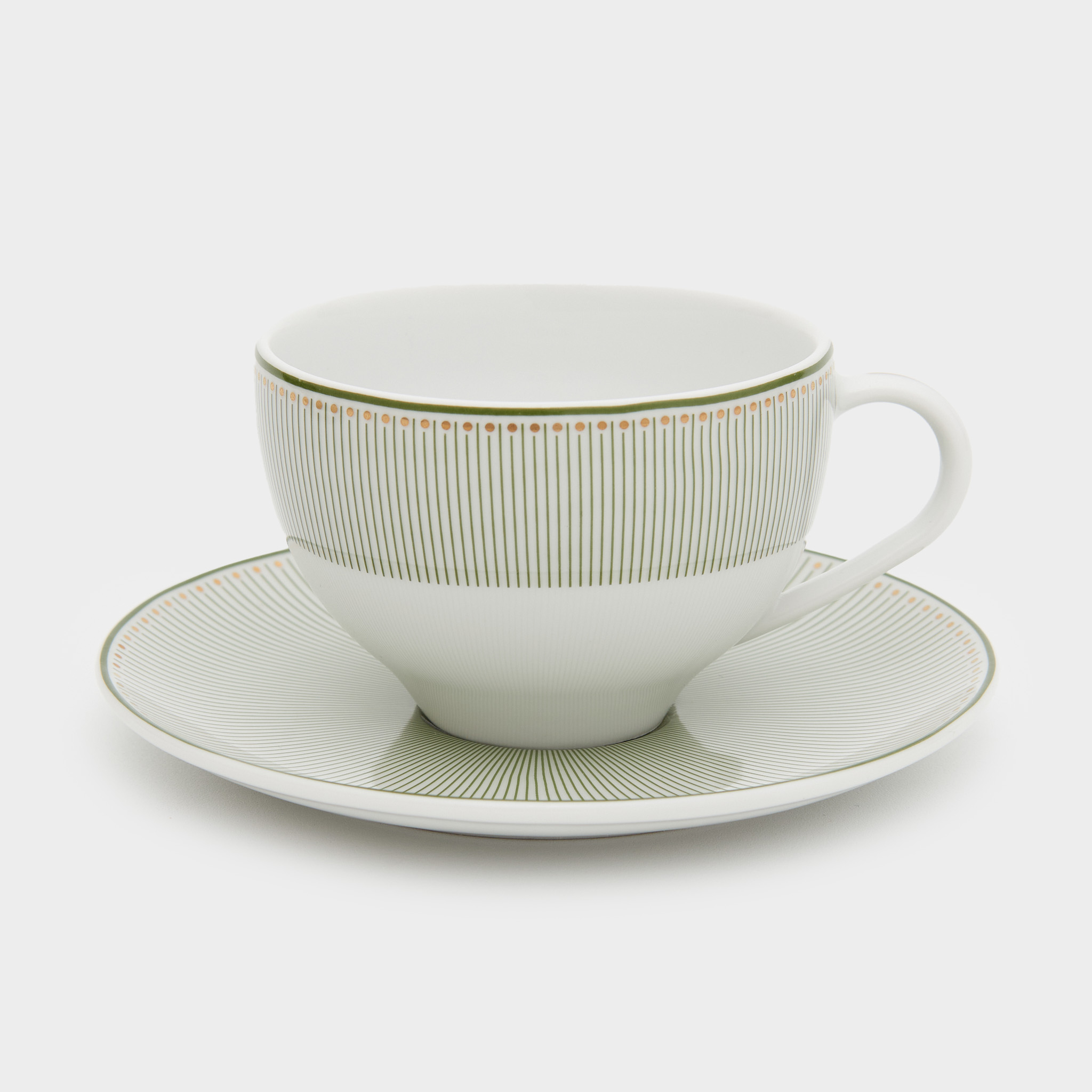 XÍCARA CHÁ RAIADO VERDE FILETE OURO