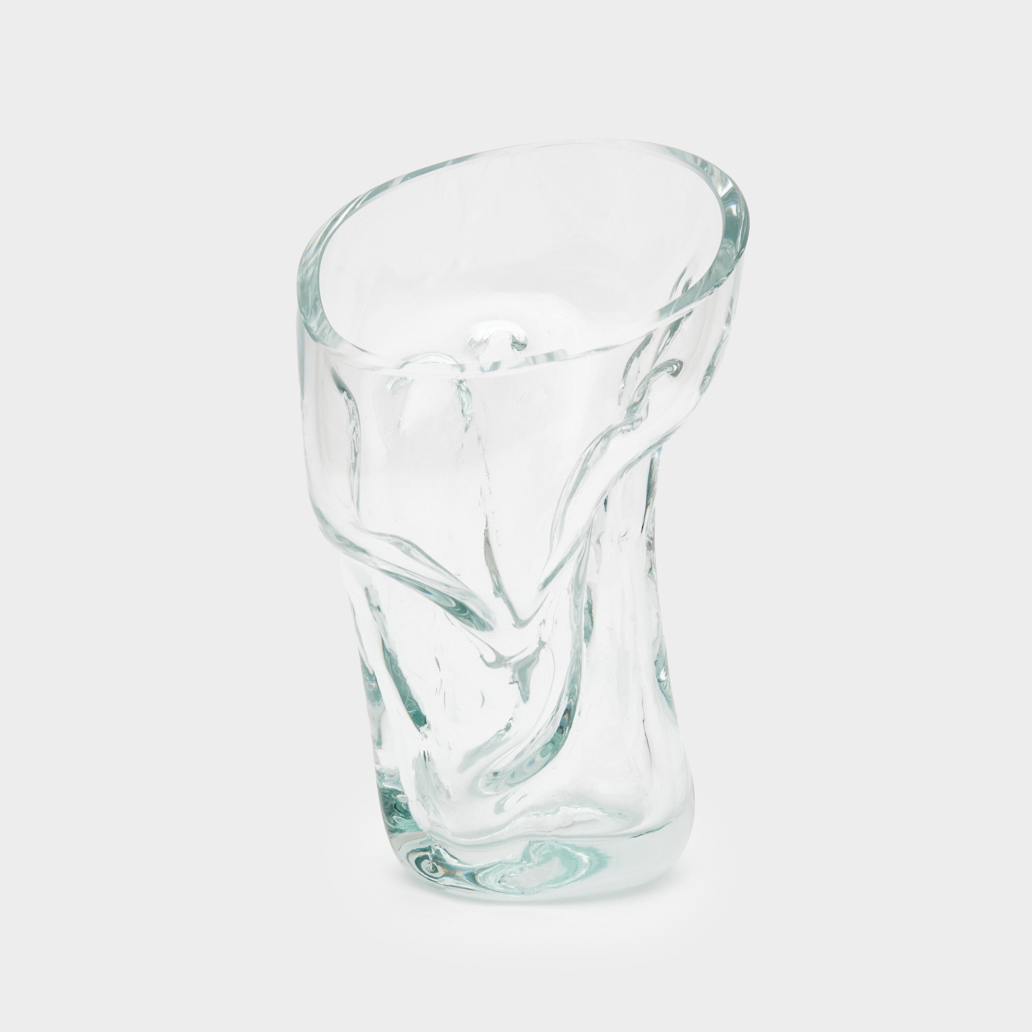 VASO VIDRO SOPRADO BOLHAS CHANFRADO