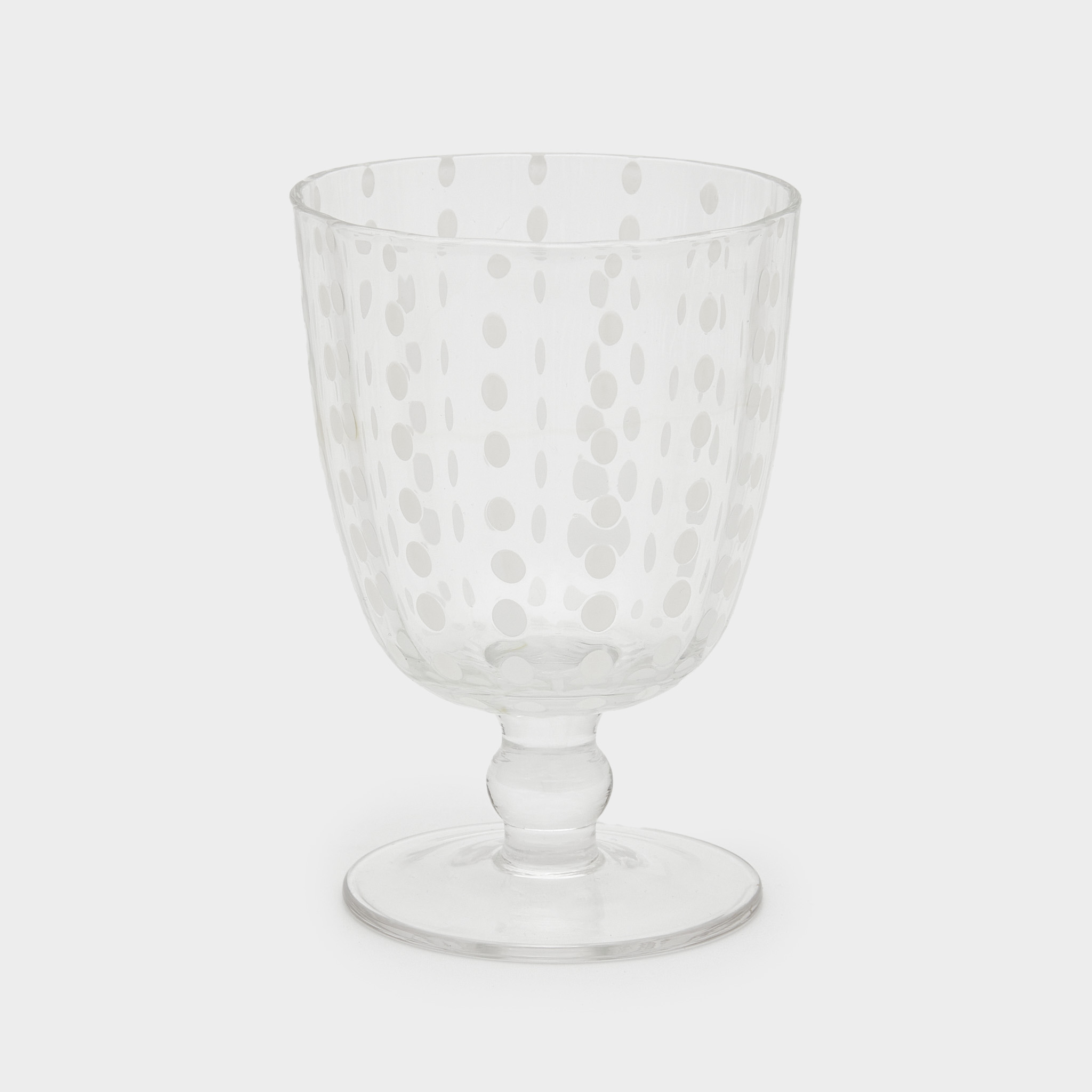 COPO VIDRO TRANSPARENTE ROMEO PINGO BRANCO COM PÉ