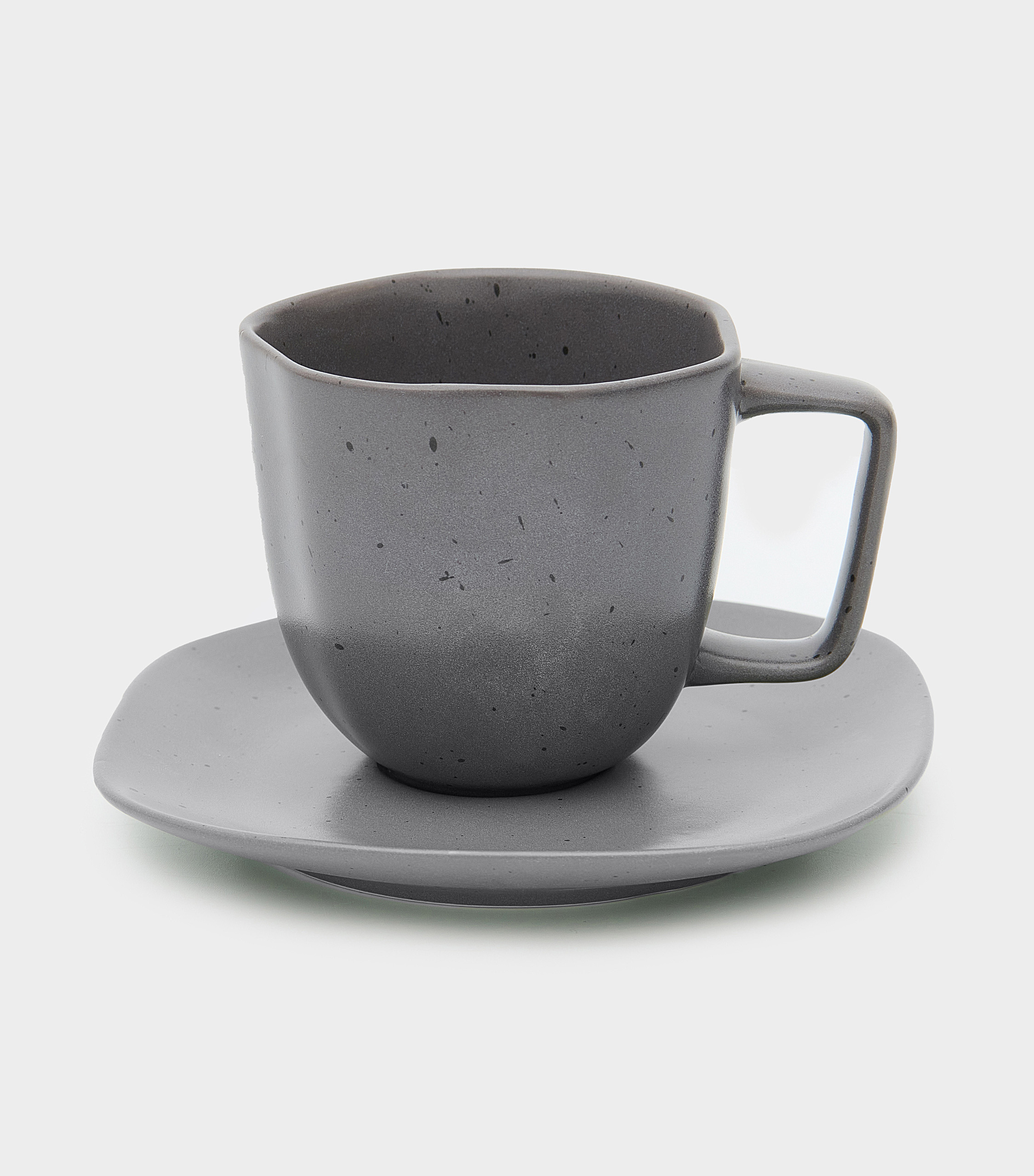 XICARA CHÁ ORGÂNICA CERÂMICA CINZA PINTAS