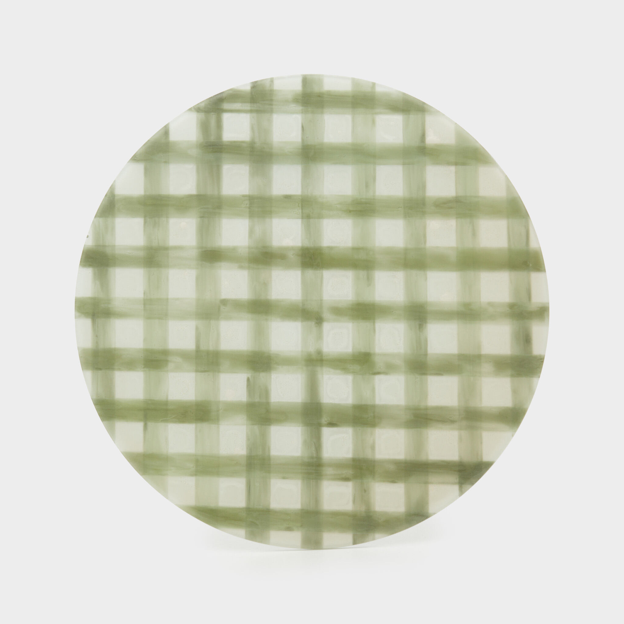 PRATO VIDRO CRU XADREZ CELADON