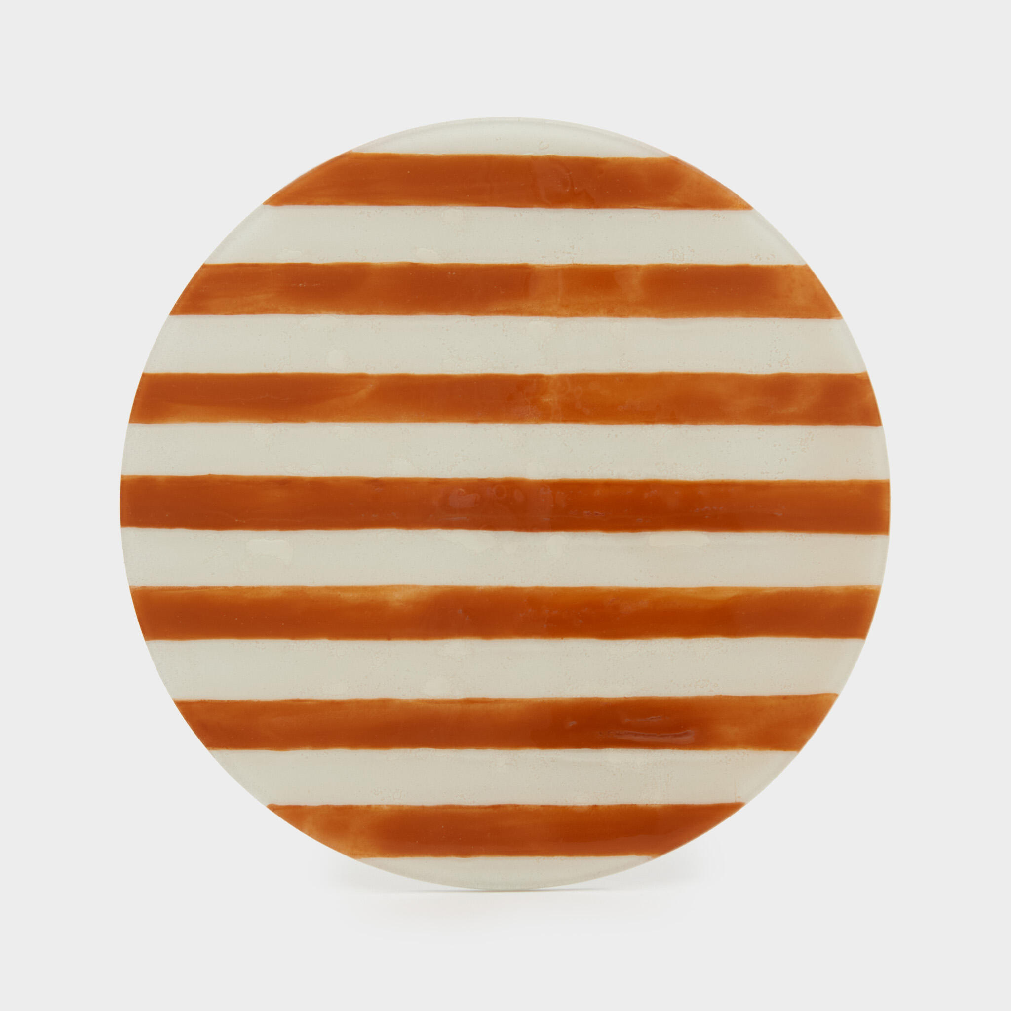 PRATO VIDRO CRU COM LISTRA OCRE