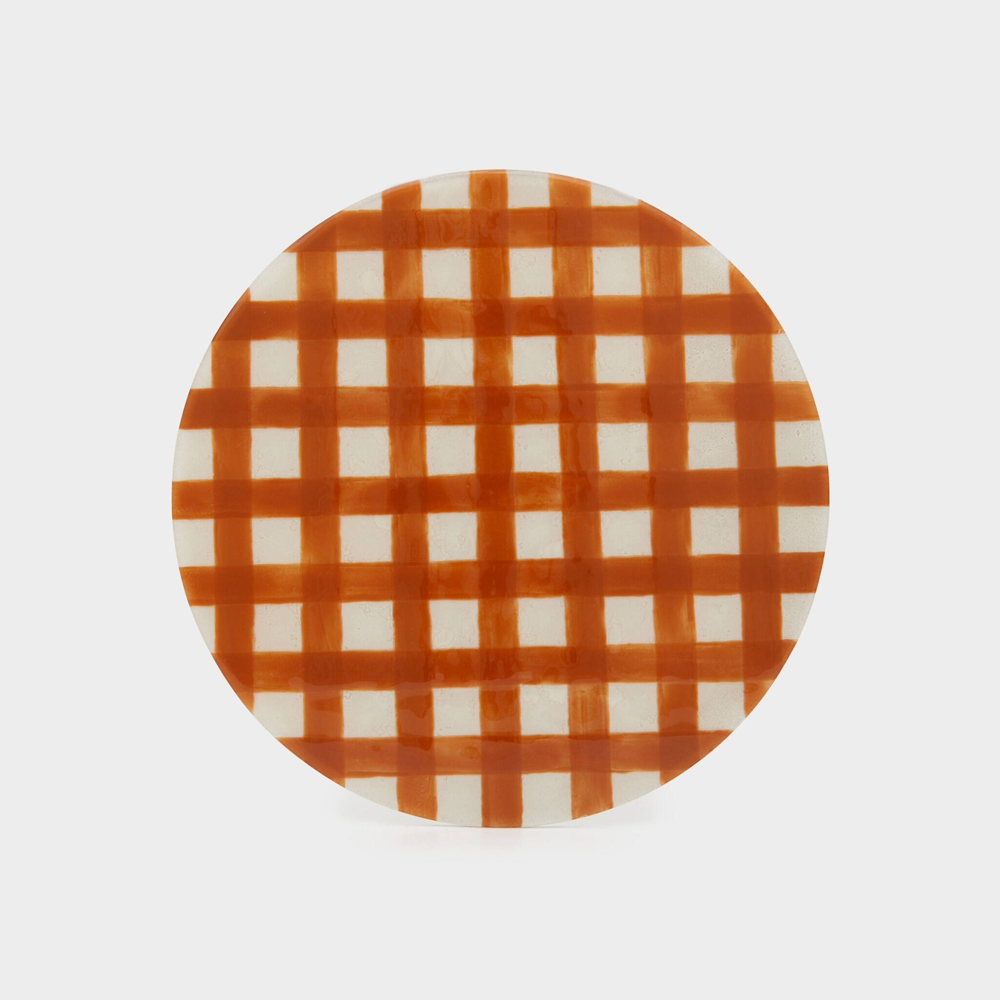 PRATO VIDRO CRU XADREZ OCRE