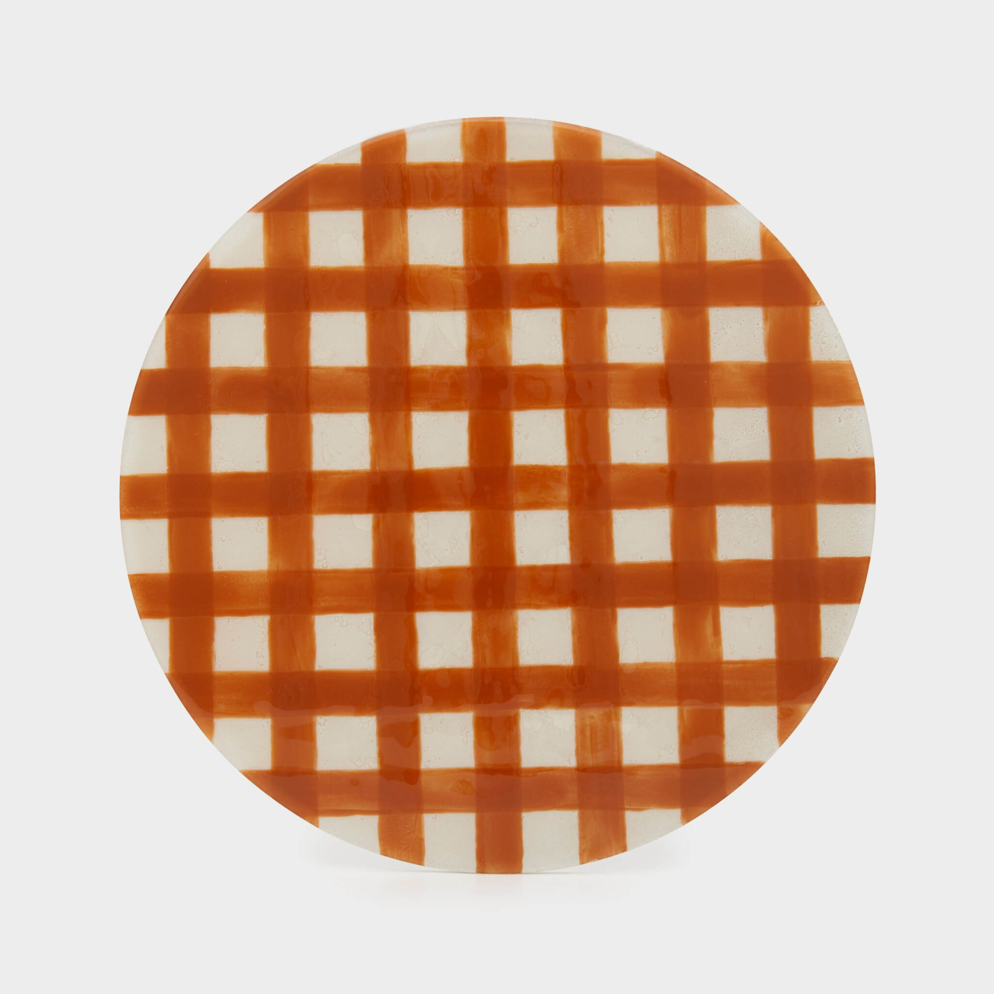 PRATO VIDRO CRU XADREZ OCRE