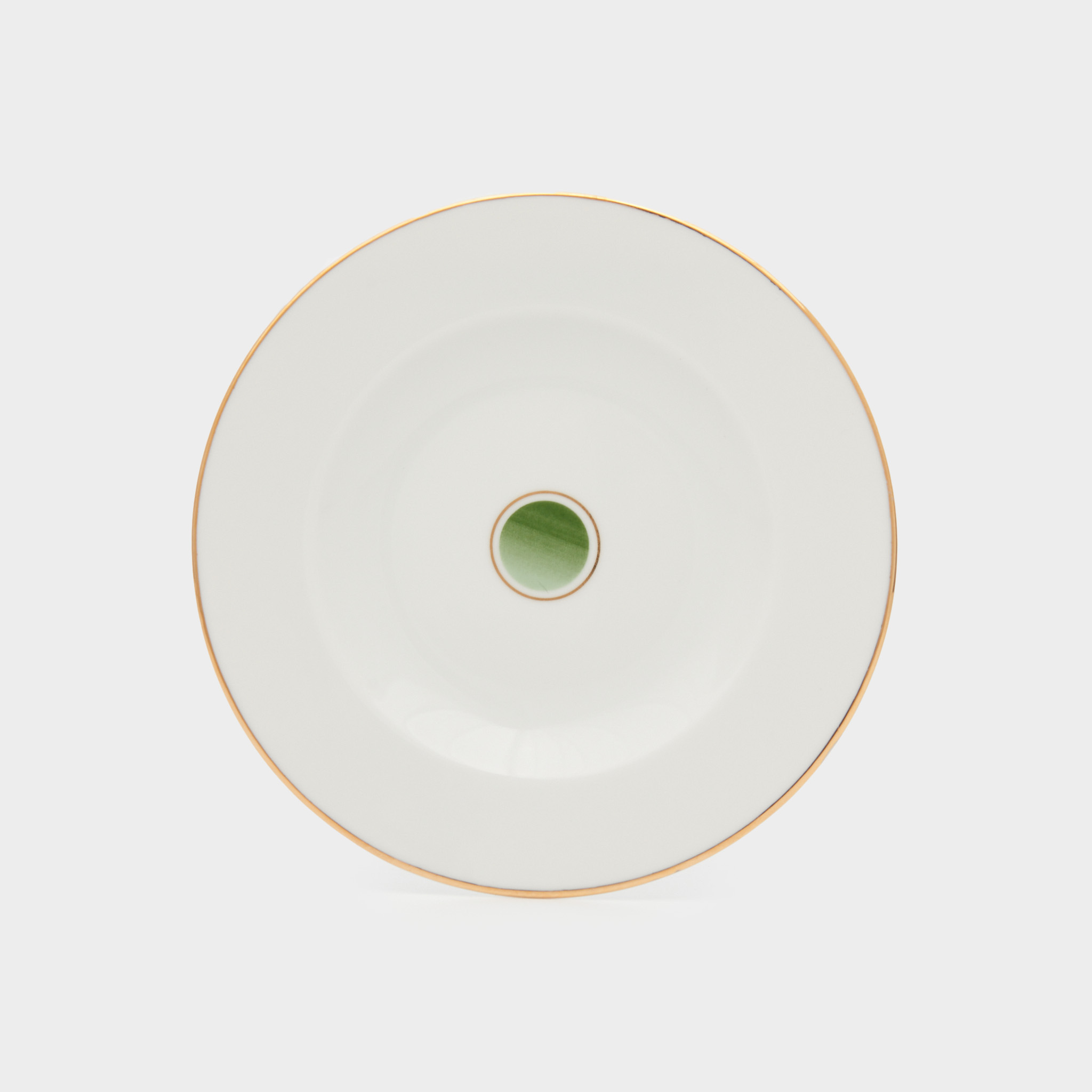 PRATO PÃO BOLAS DEGRADE VERDE FILETE OURO