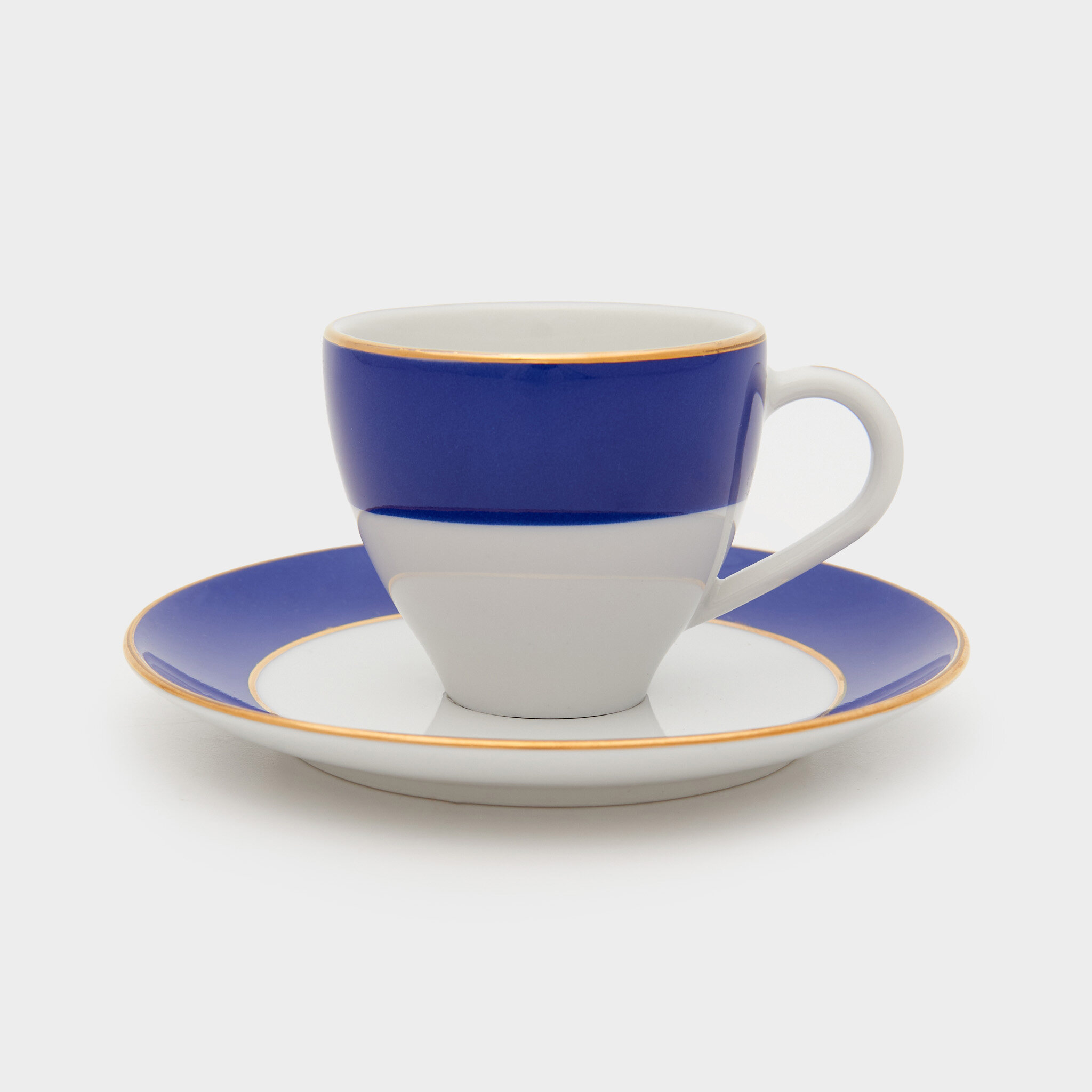 XÍCARA CAFÉ BORDA AZUL COBALTO FILETE OURO