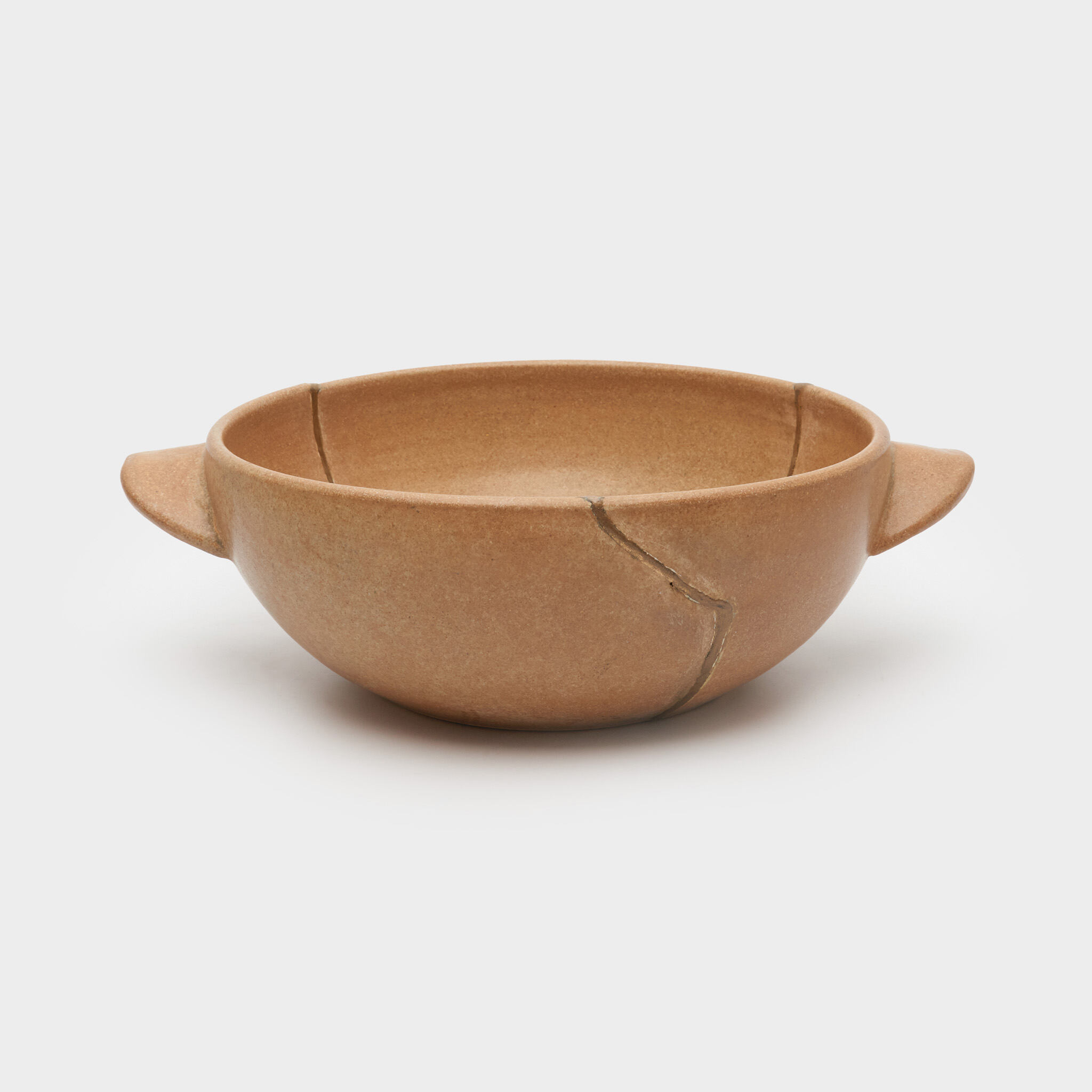 CAÇAROLA CERÂMICA N.O OCRE E DOURADO M COM TIGELA DE VIDRO