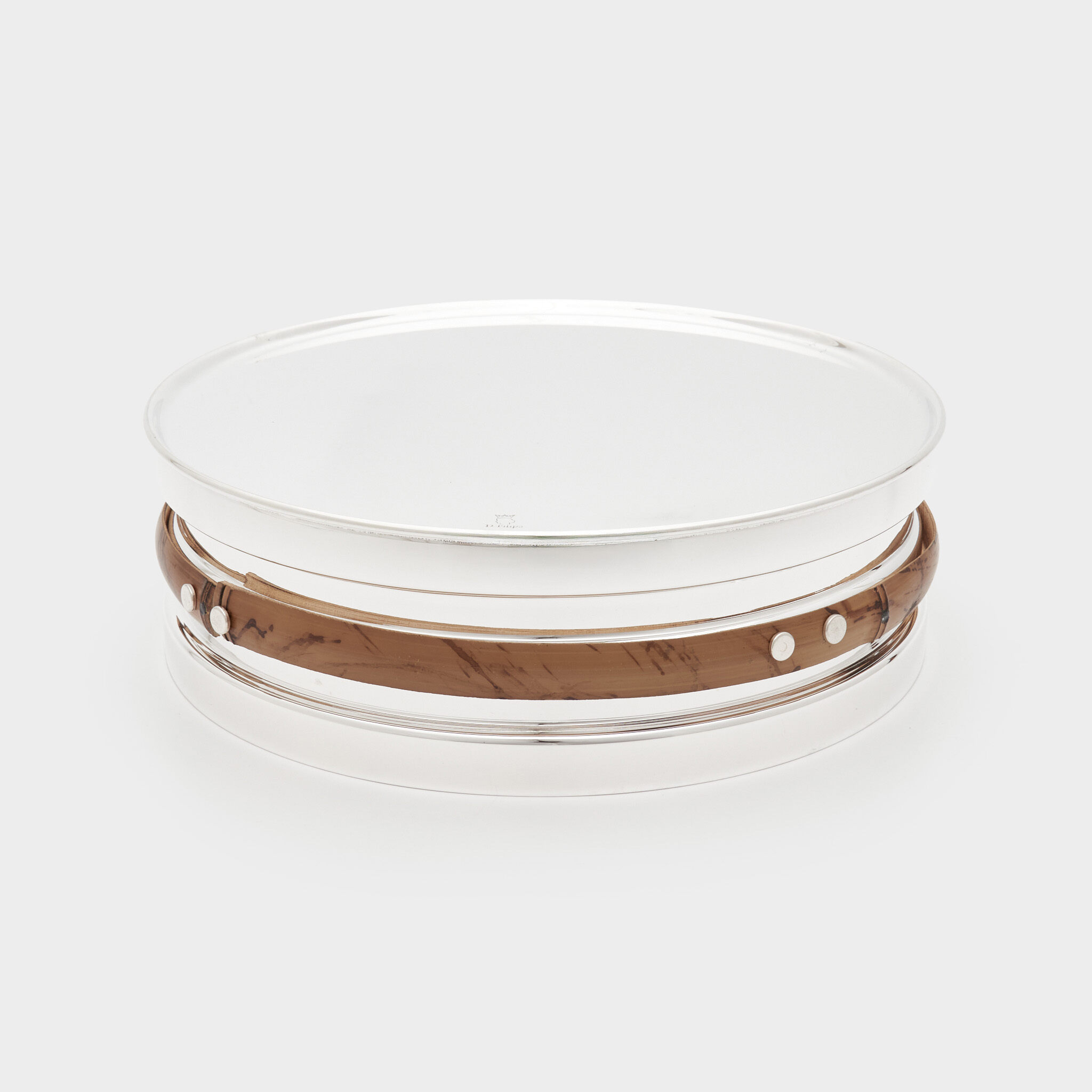 BOLEIRA REDONDA PRATA CINTA BAMBU