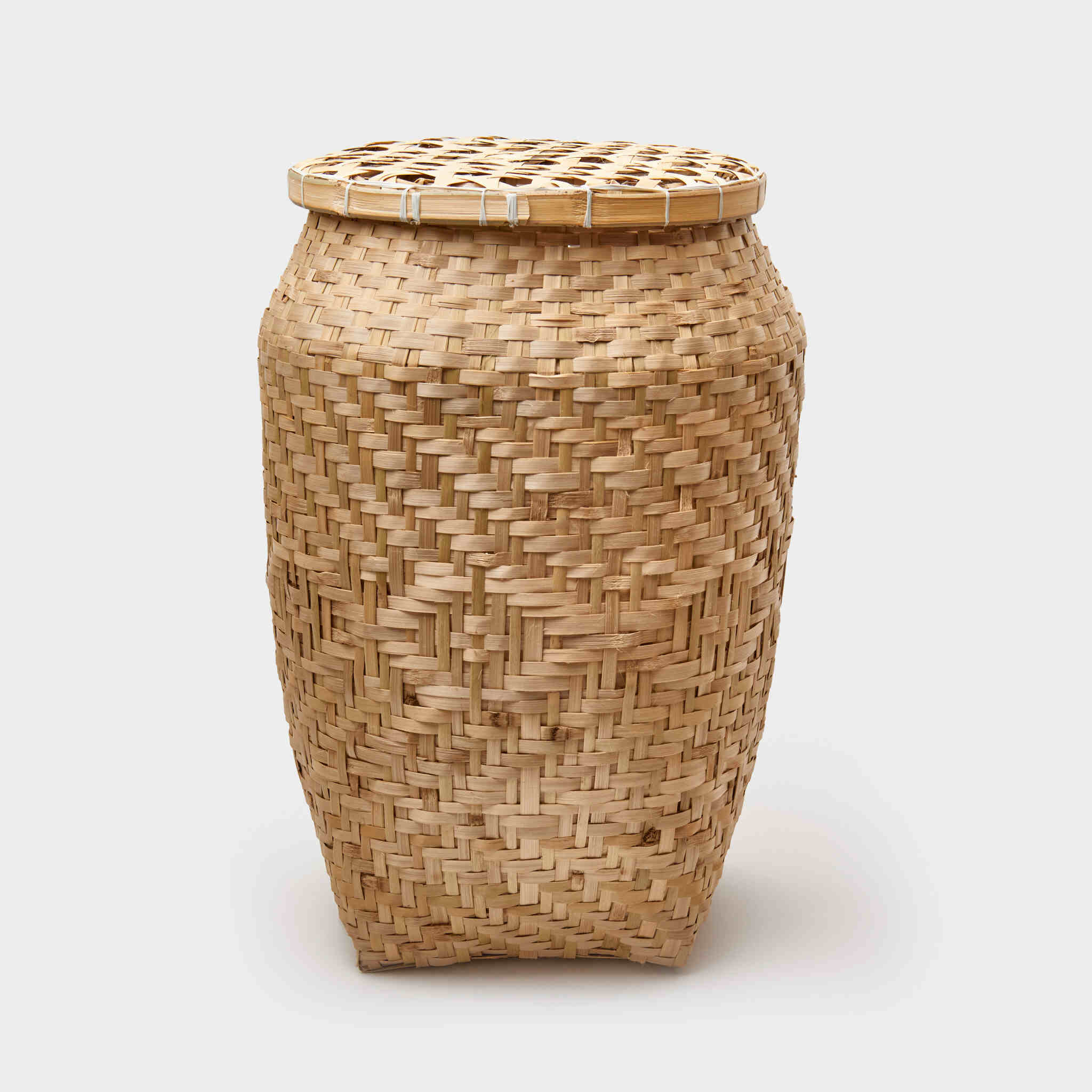 CESTO PALHA TAQUARÁ ALTO COM TAMPA