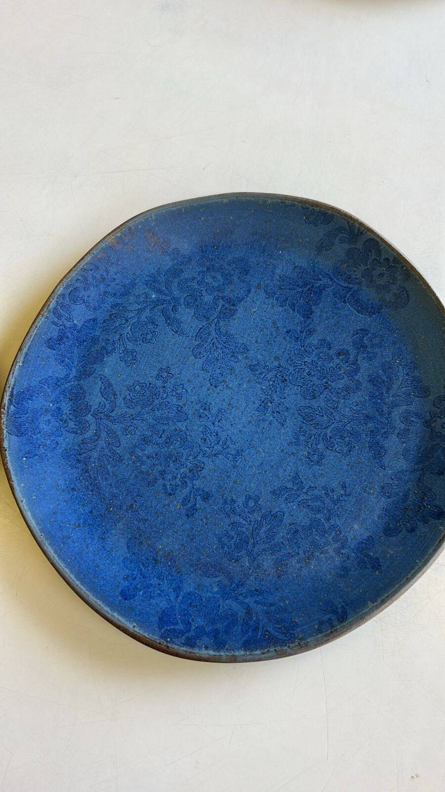 TRAVESSA REDONDA CERÂMICA L.E AZUL FLORAL