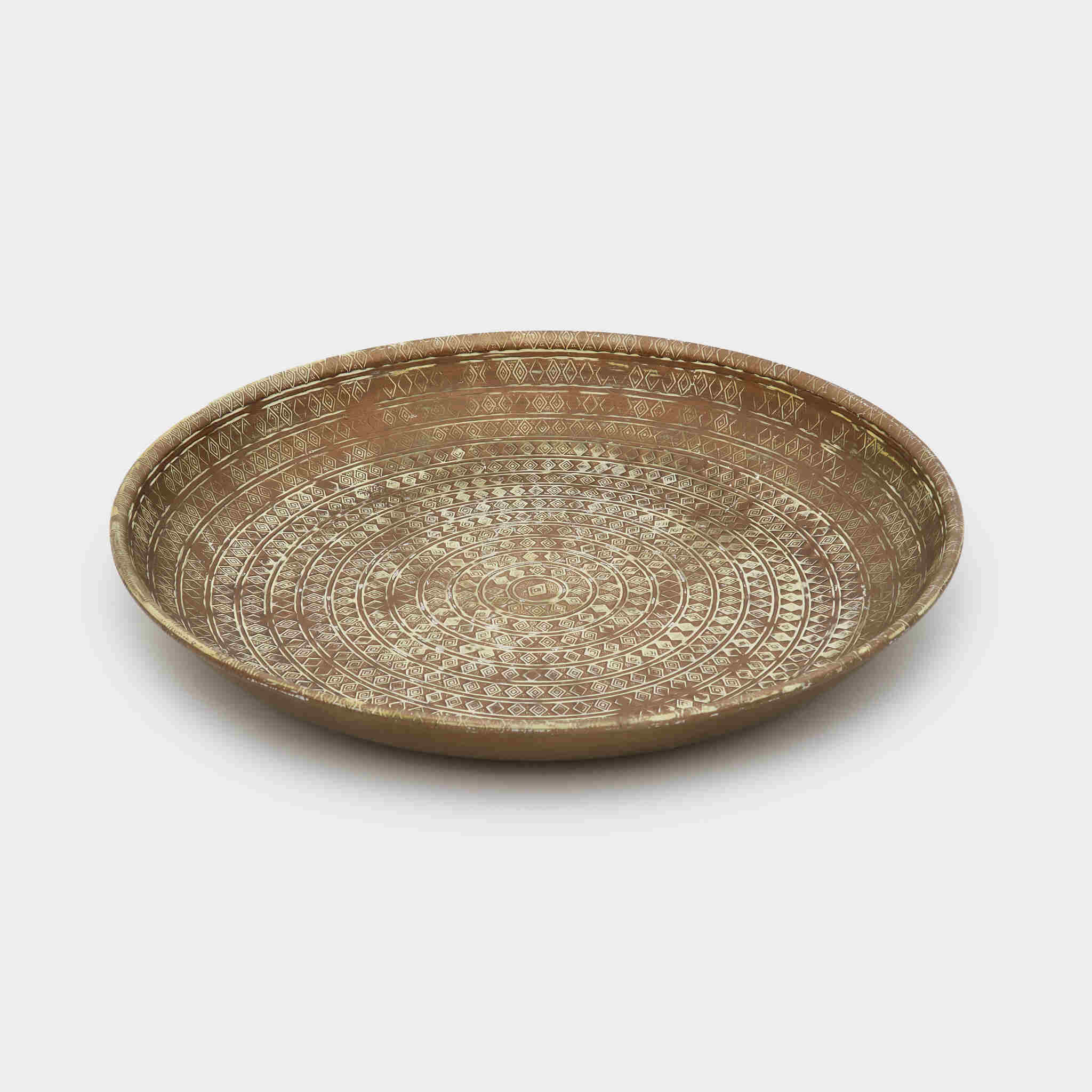 TRAVESSA REDONDA DOURADA ENVELHECIDA ÉTNICA