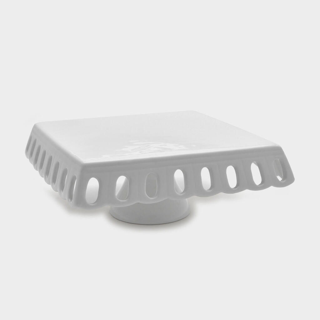 BOLEIRA QUADRADA CERÂMICA BRANCO PASSA FITA