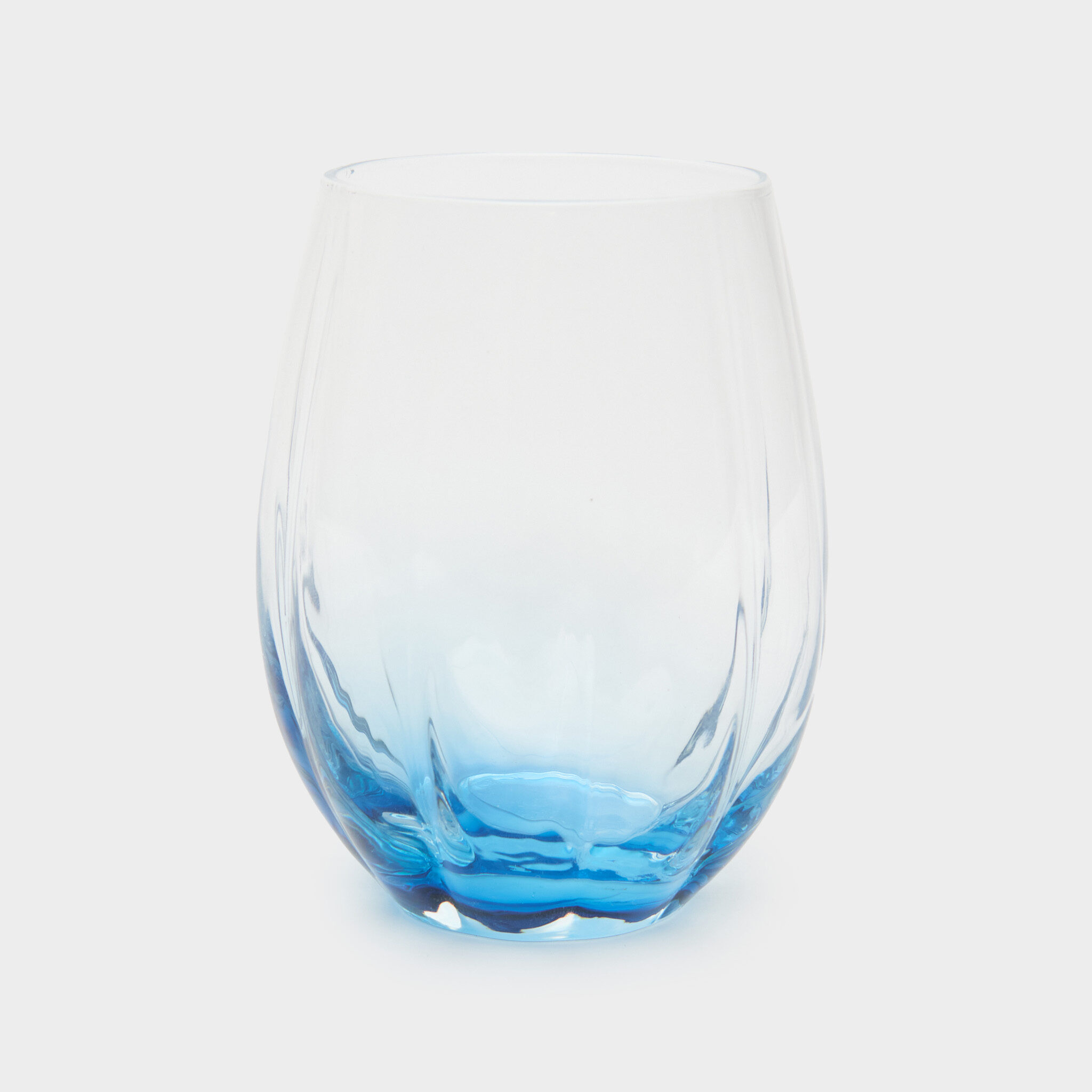 COPO VIDRO AZUL CANELADO BAXO