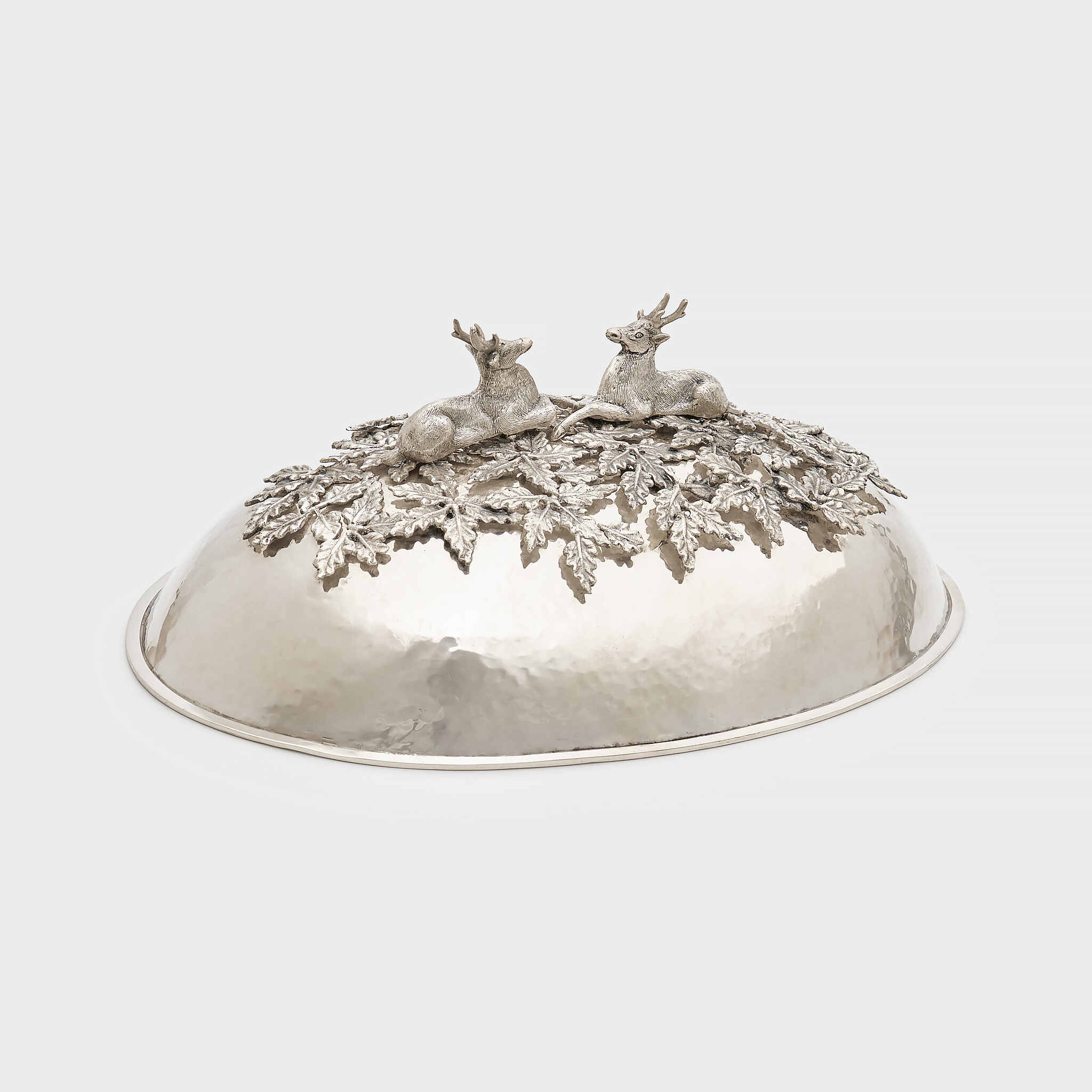 CLOCHE OVAL PRATA DOIS CERVOS