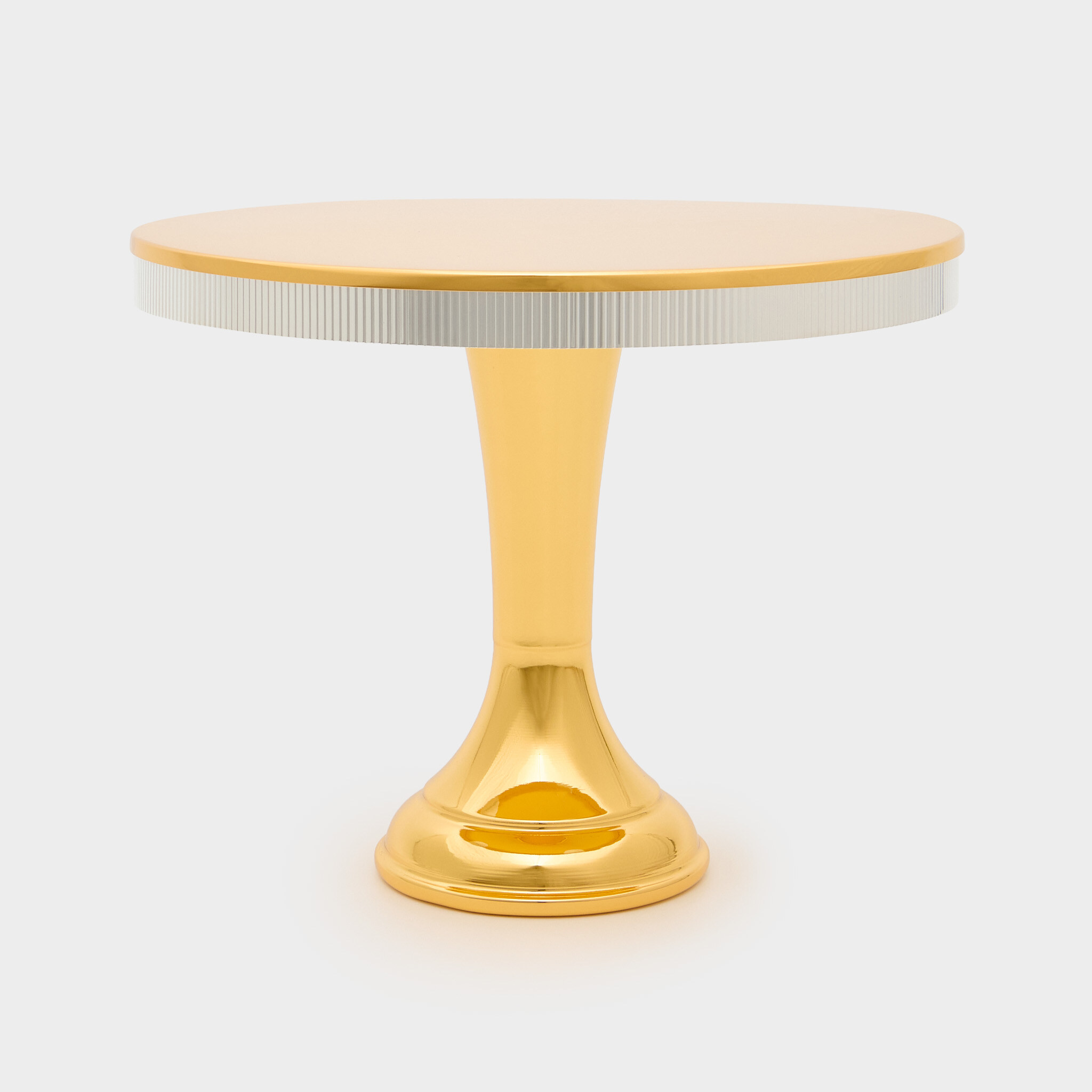 BOLEIRA DOURADA BORDA CANELADA PRATA ALTA