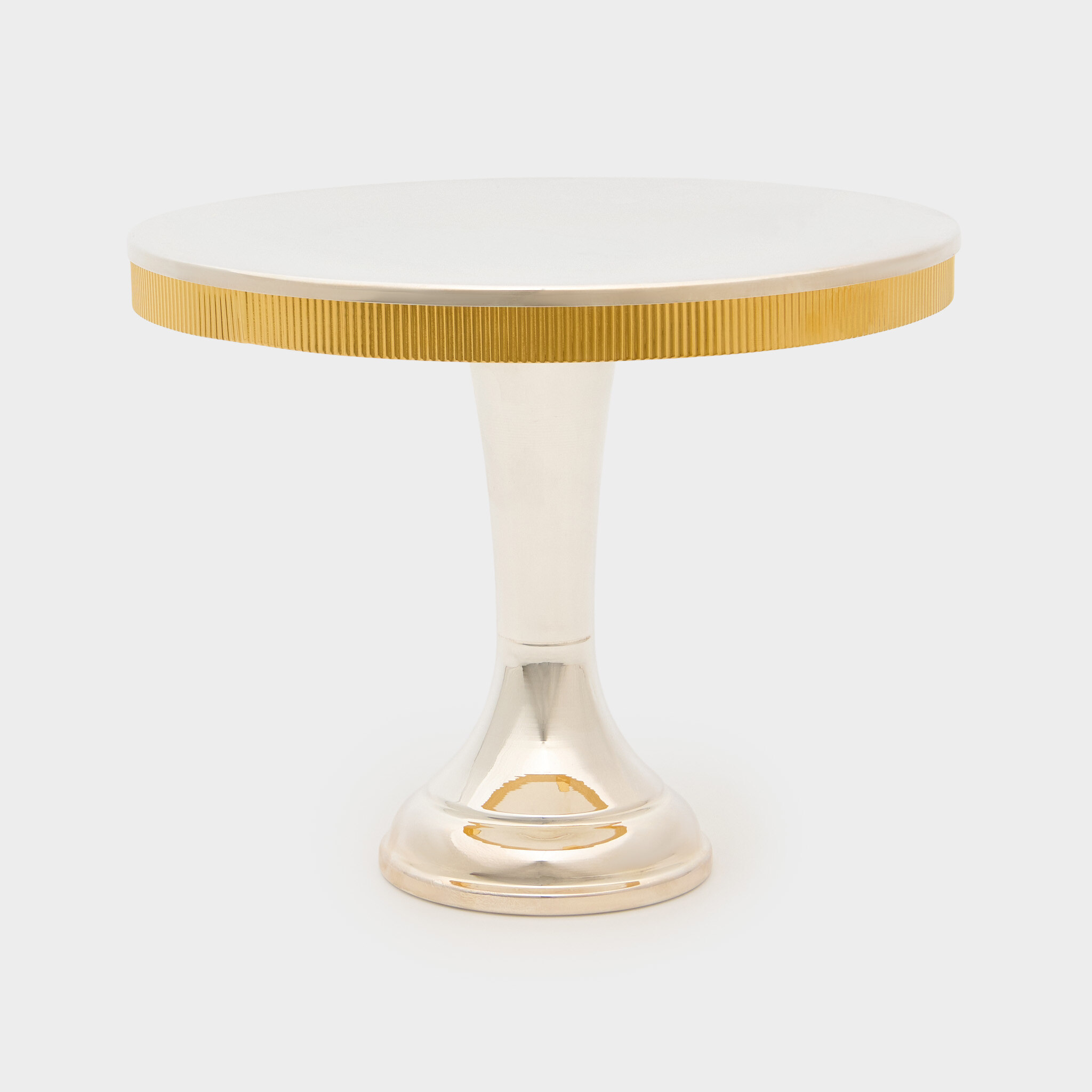 BOLEIRA PRATA BORDA CANELADA DOURADA ALTA