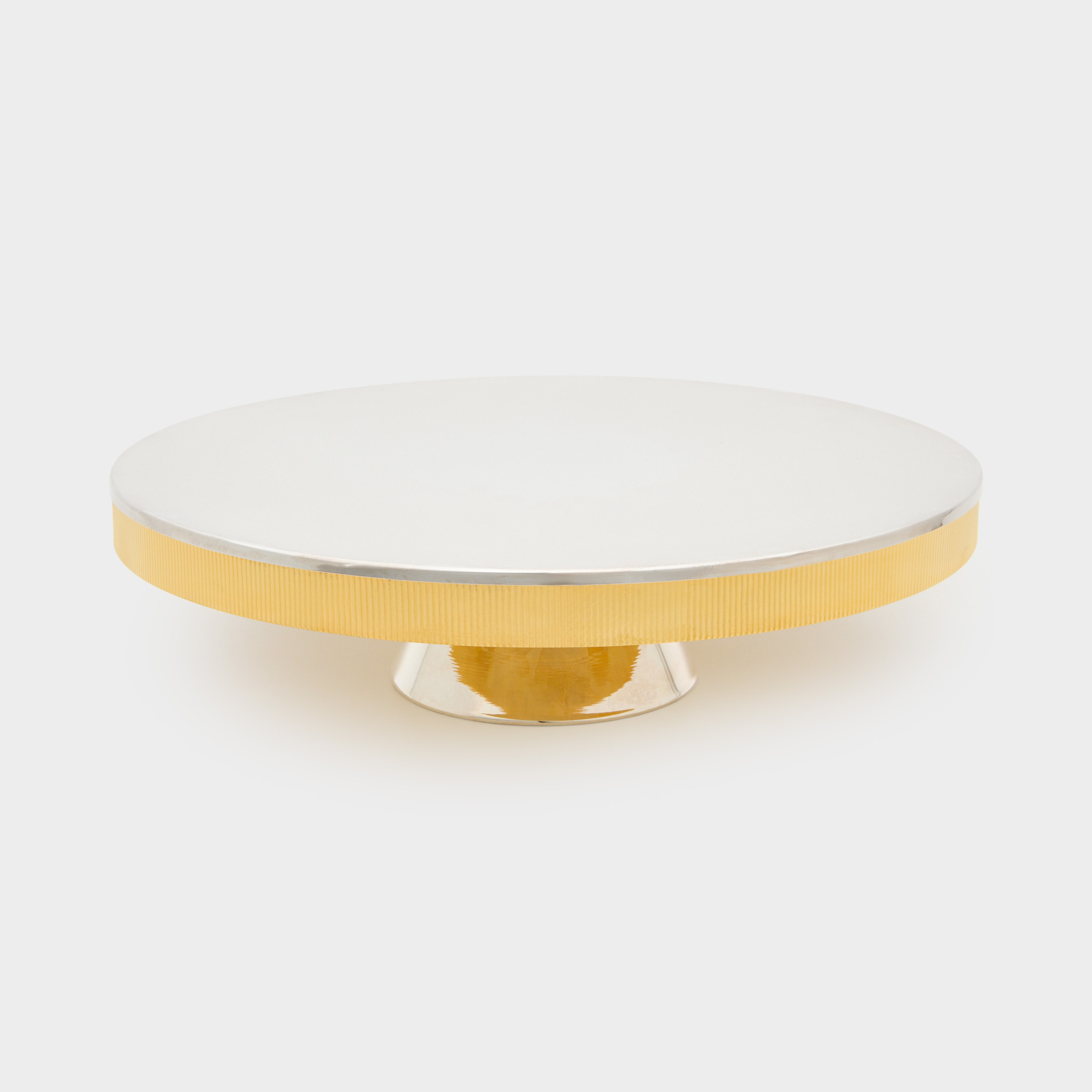 BOLEIRA PRATA BAIXA BORDA CANELADA DOURADA