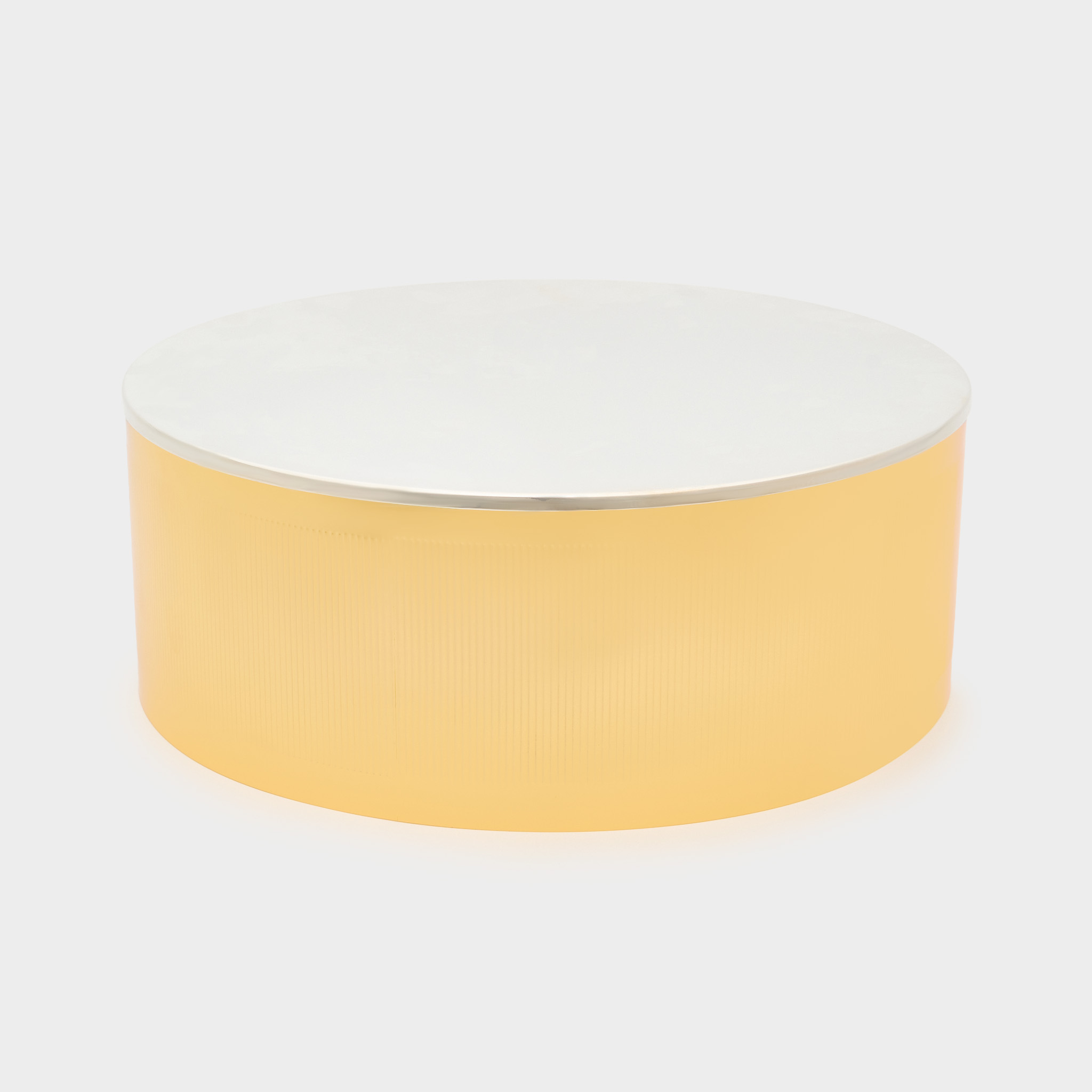 CILINDRO PRATA BASE BOLO BORDA CANELADA DOURADA