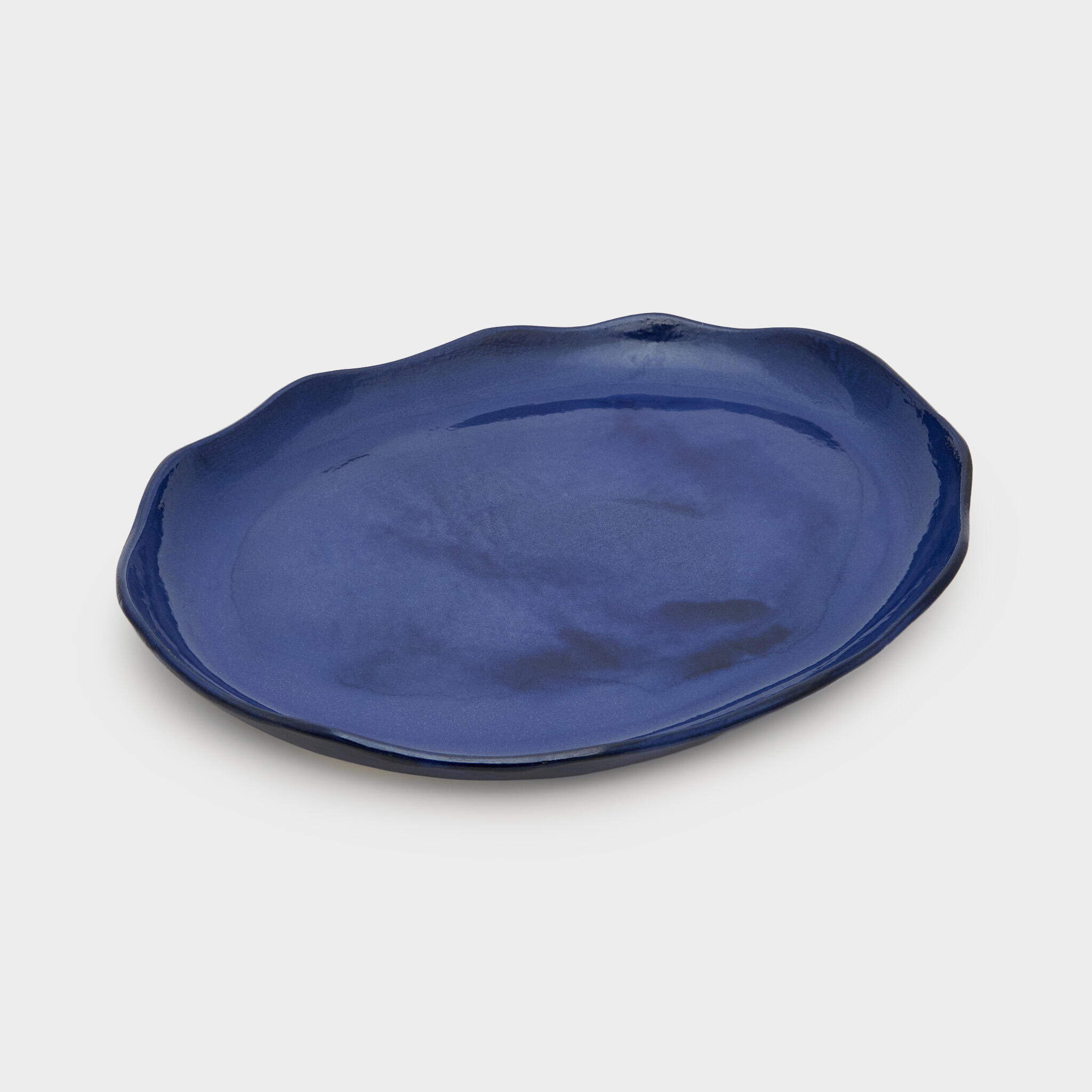 TRAVESSA OVAL CERÂMICA N.O AZUL ONDULADA