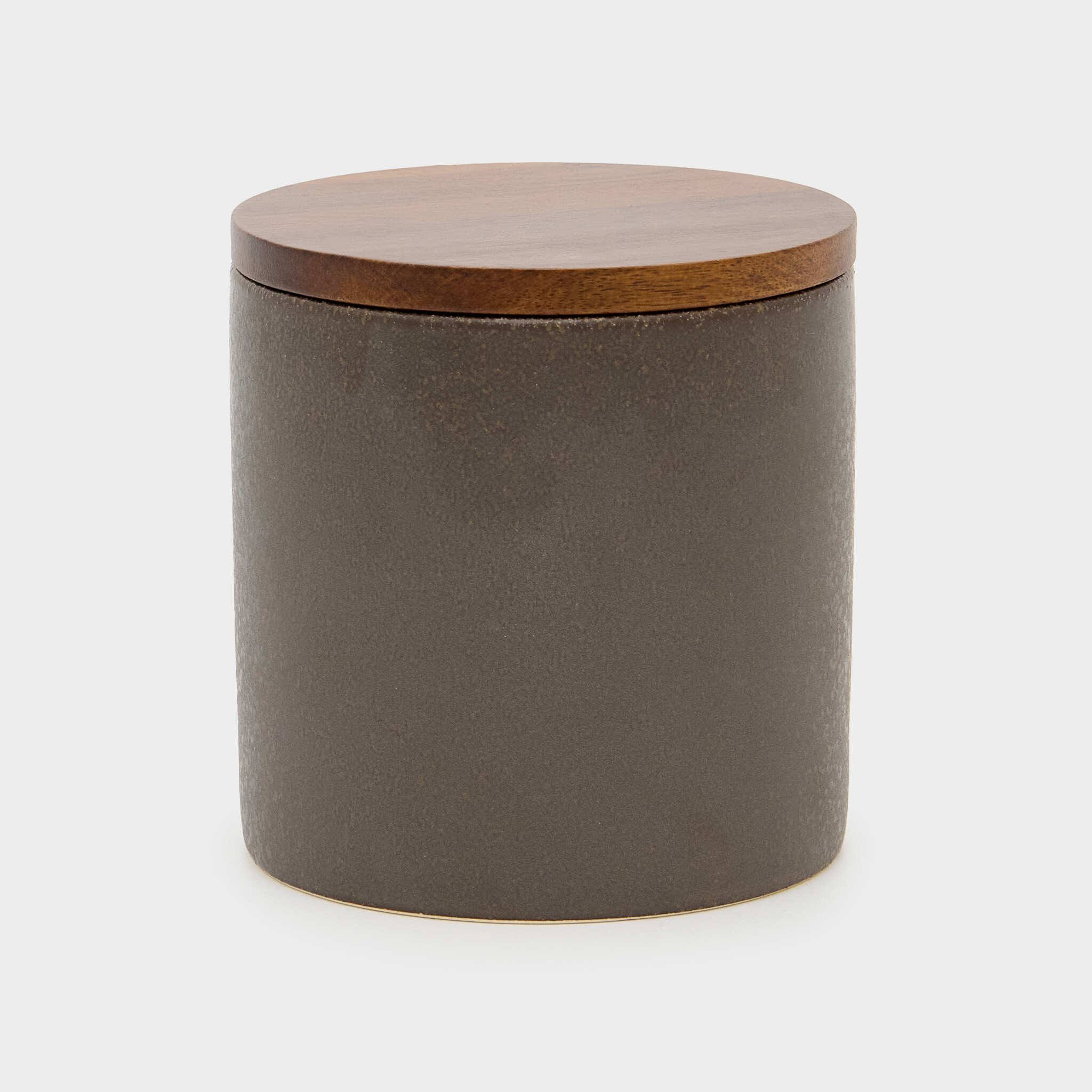 POTE CERÂMICA MARROM COM TAMPA DE MADEIRA