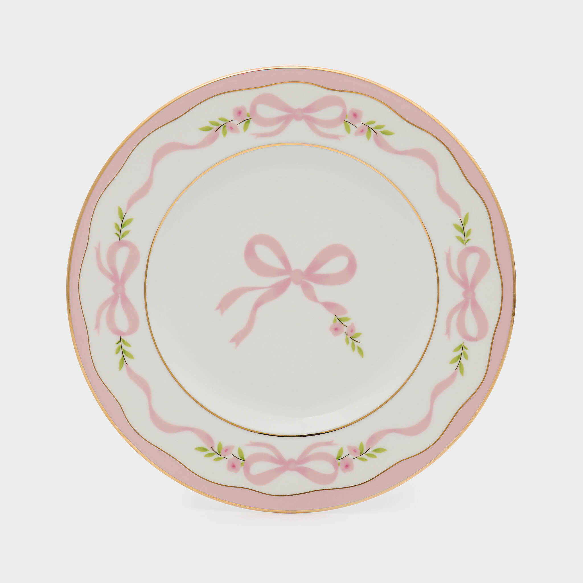 PRATO MESA BRANCO FITA E LAÇO ROSA