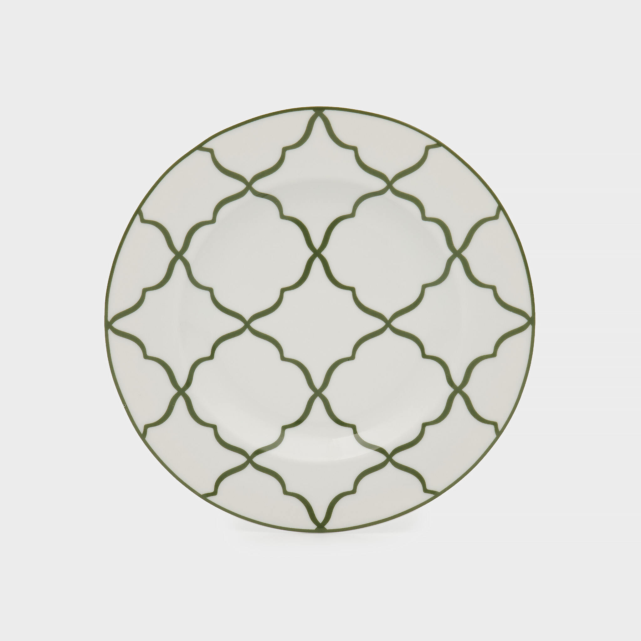 PRATO SOBREMESA BRANCO TRELIÇA VERDE
