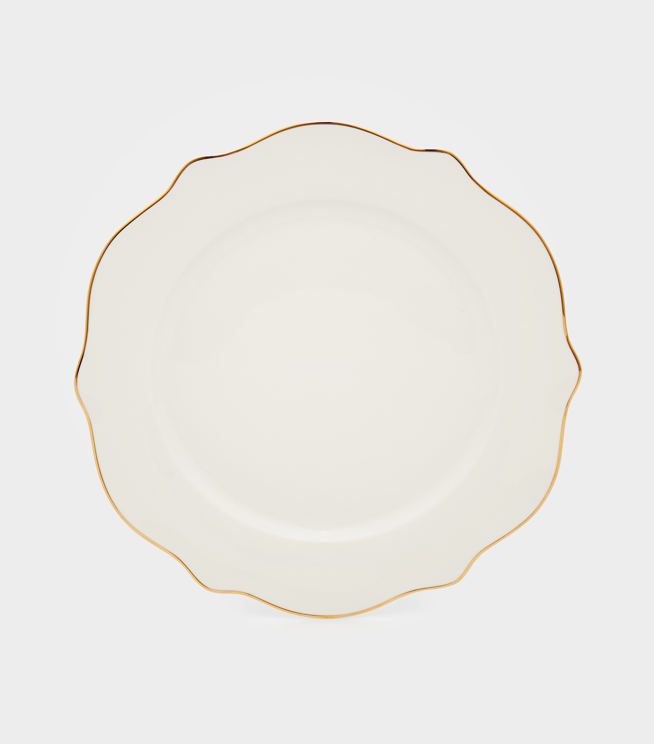 PRATO SOBREMESA BRANCO RECORTE FILETE OURO