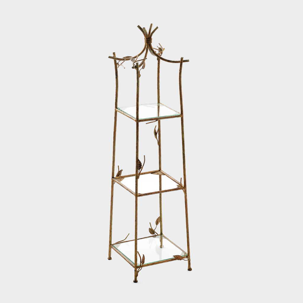 ALTURA QUADRADA FERRO VIDRO DOURADA PASSARO