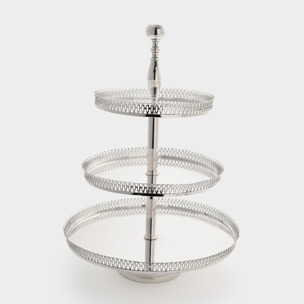 BOLEIRA REDONDA PRATA 3 ANDARES GRADE