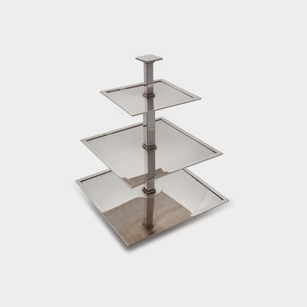 BOLEIRA QUADRADA PRATA 3 ANDARES