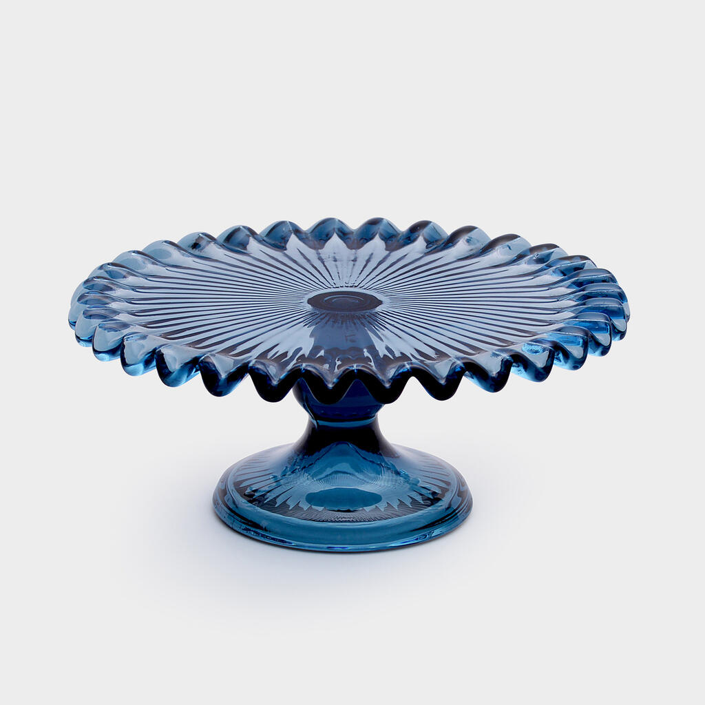 DOCEIRA VIDRO AZUL BORDA BABADO