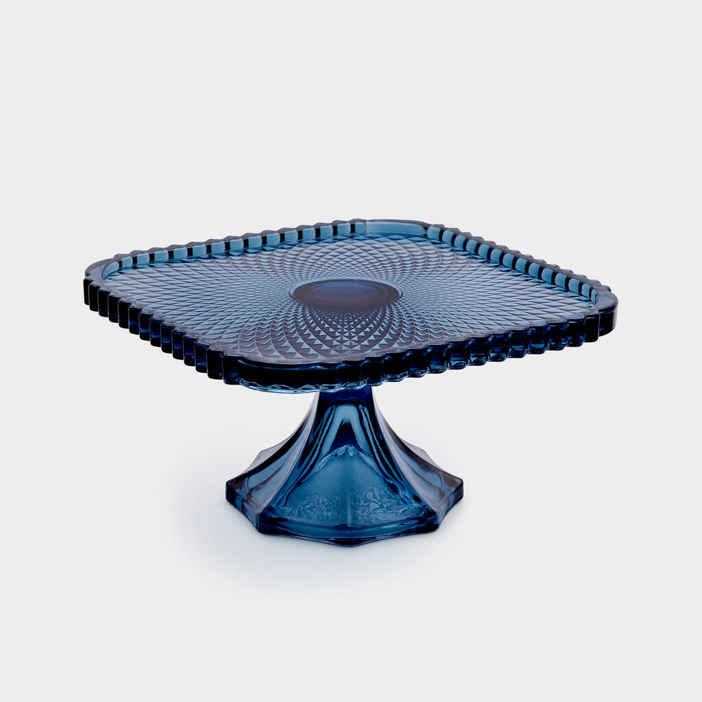 DOCEIRA QUADRADA VIDRO AZUL