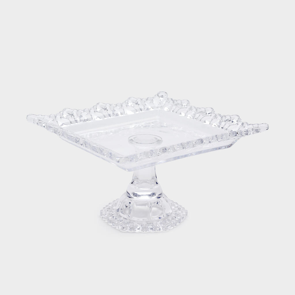 DOCEIRA QUADRADA VIDRO TRANSPARENTE BORDA RENDADA